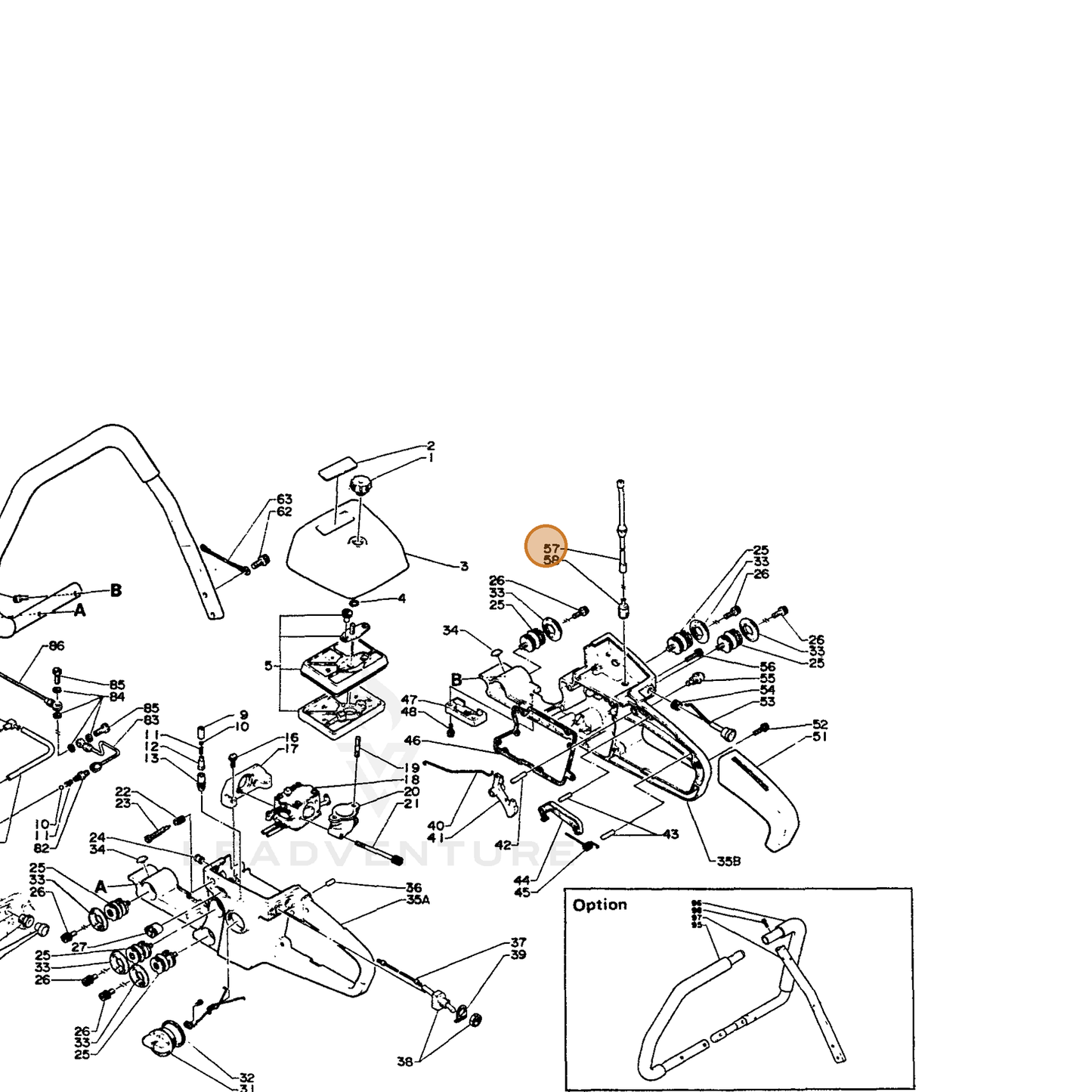 ECHO part 13201014730 — IPL diagram snippet (6x zoom, amber highlight)