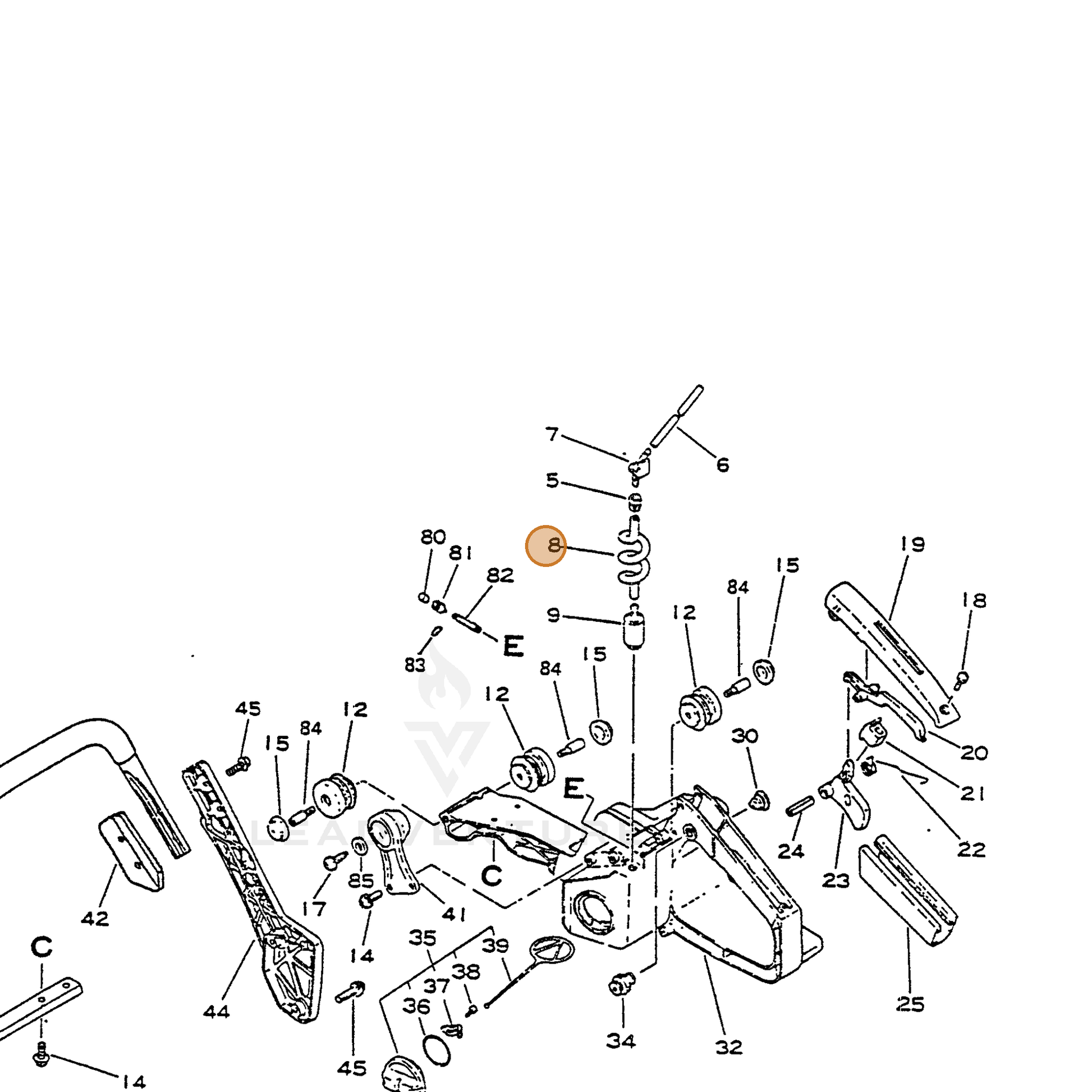 ECHO part 13201030831 — IPL diagram snippet (6x zoom, amber highlight)