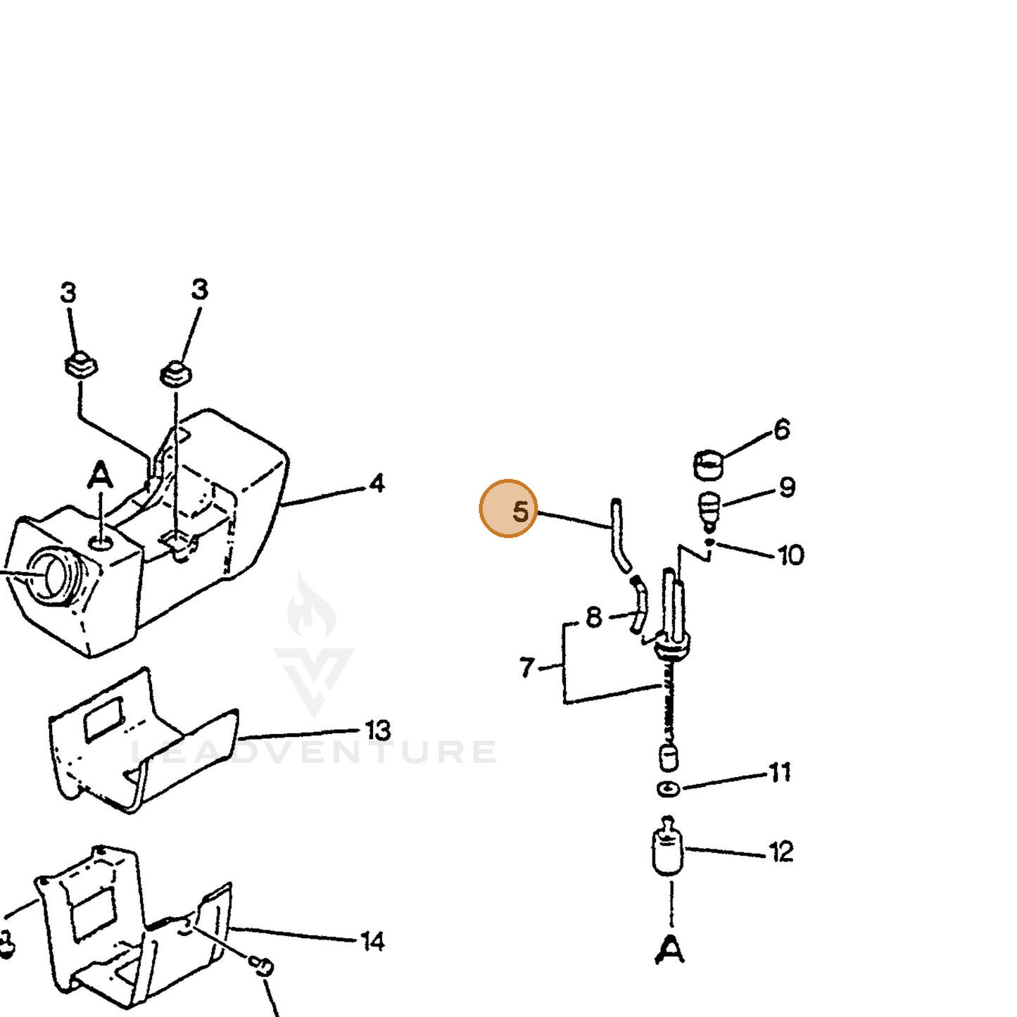 ECHO part 13201044830 — IPL diagram snippet (6x zoom, amber highlight)