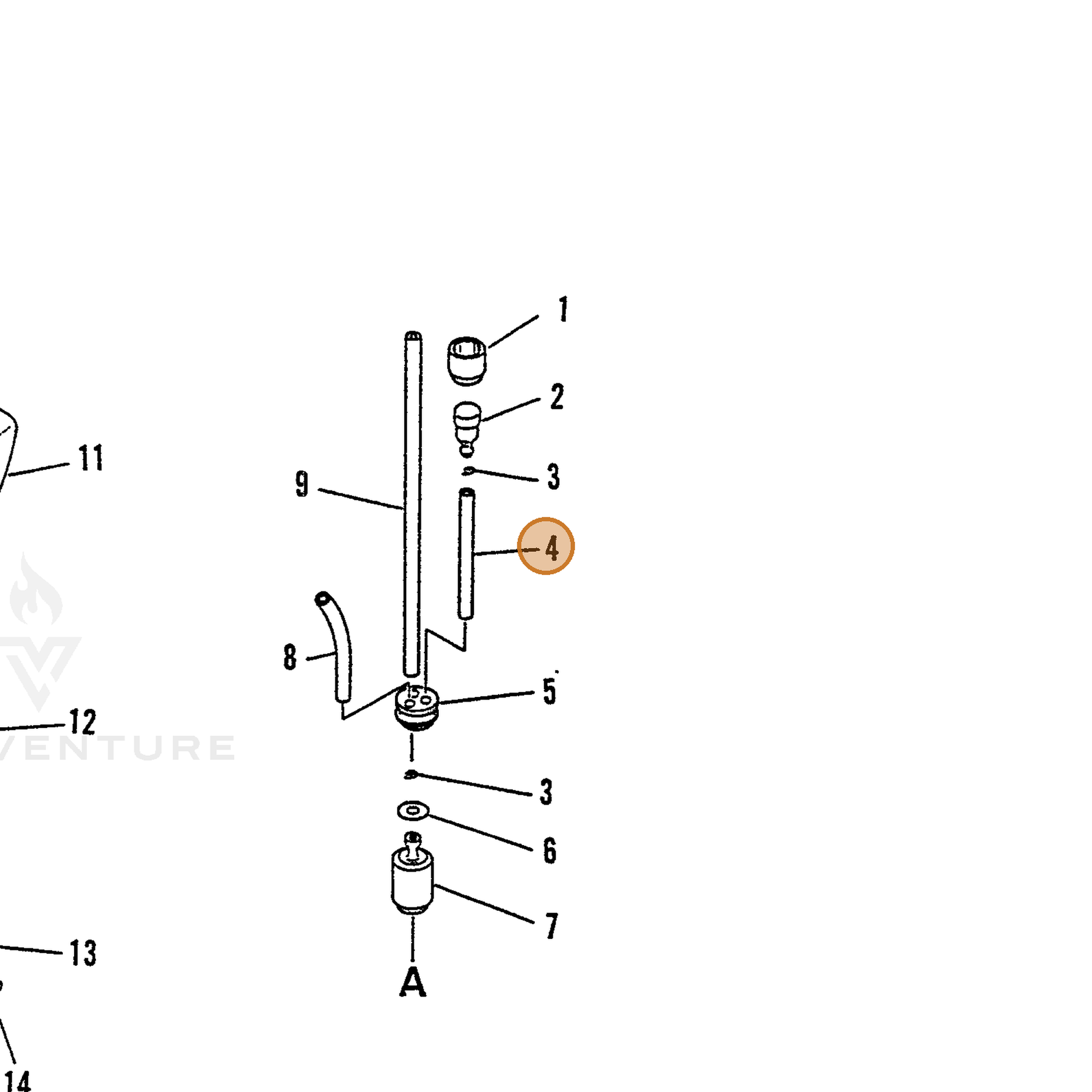ECHO part 13201051230 — IPL diagram snippet (6x zoom, amber highlight)