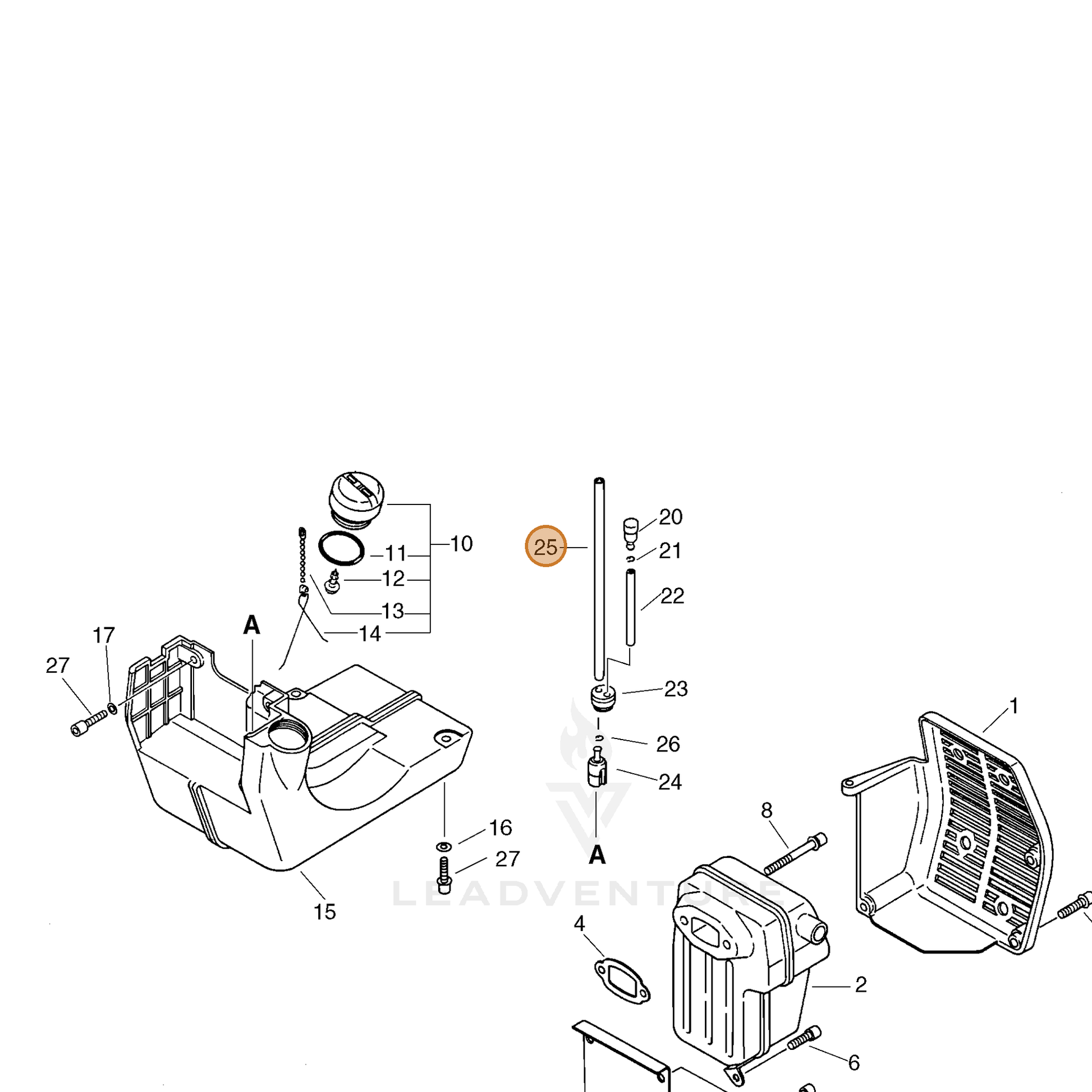 ECHO part 13201054430 — IPL diagram snippet (6x zoom, amber highlight)