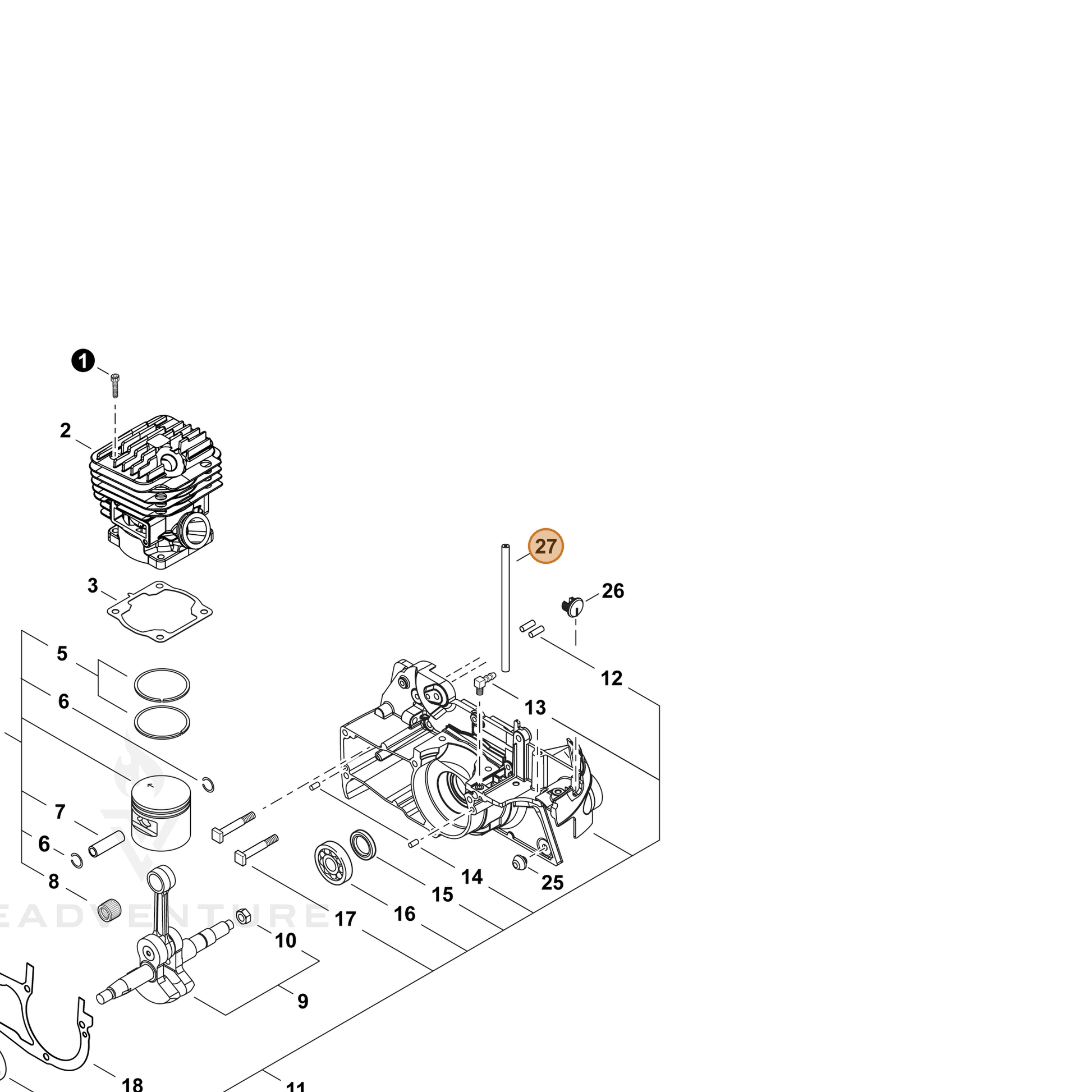 ECHO part 13201056031 — IPL diagram snippet (6x zoom, amber highlight)
