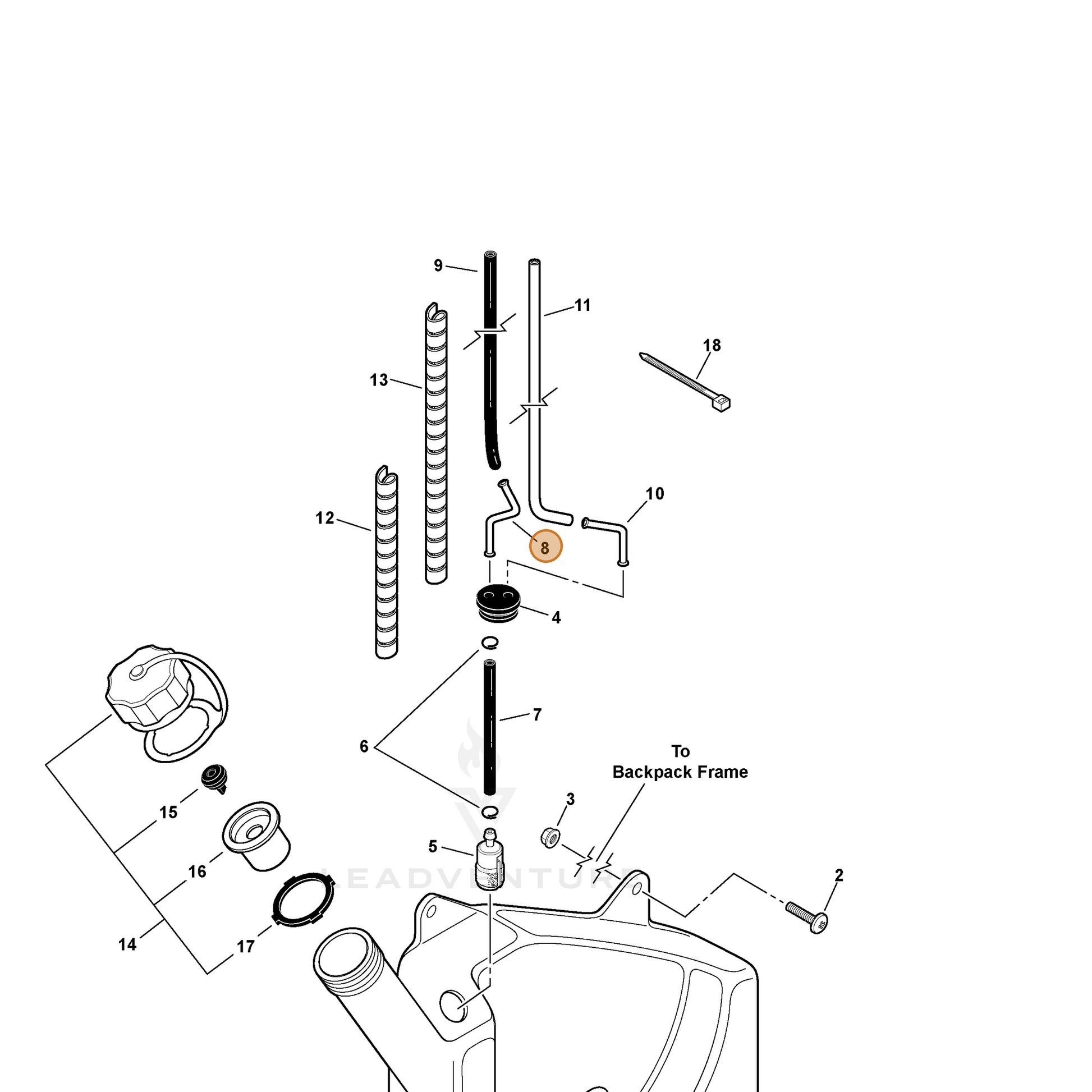ECHO part 13201108260 — IPL diagram snippet (6x zoom, amber highlight)