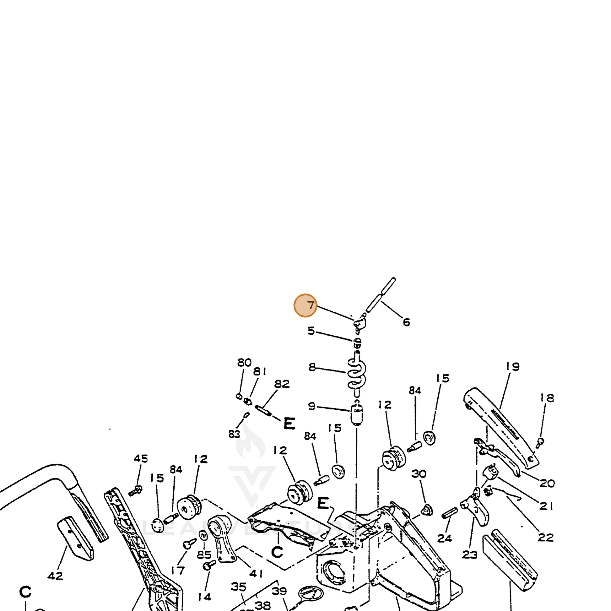 ECHO part 13201133031 — IPL diagram snippet (6x zoom, amber highlight)