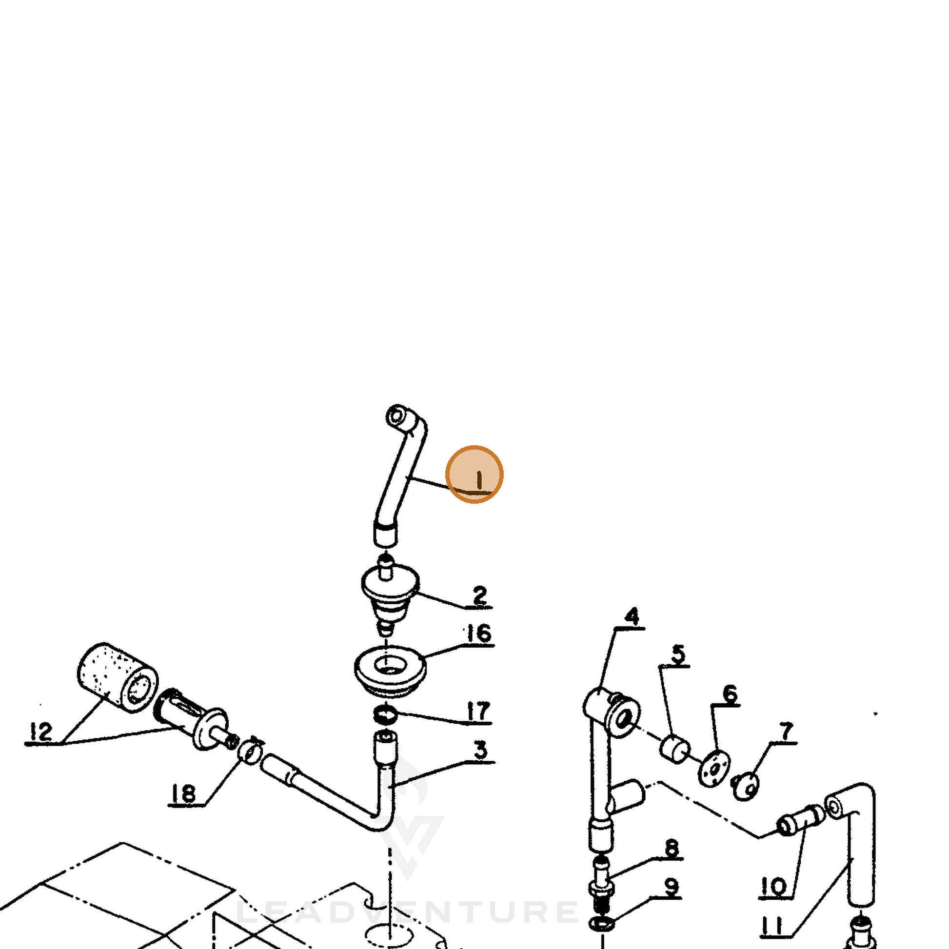 ECHO part 13201200330 — IPL diagram snippet (6x zoom, amber highlight)
