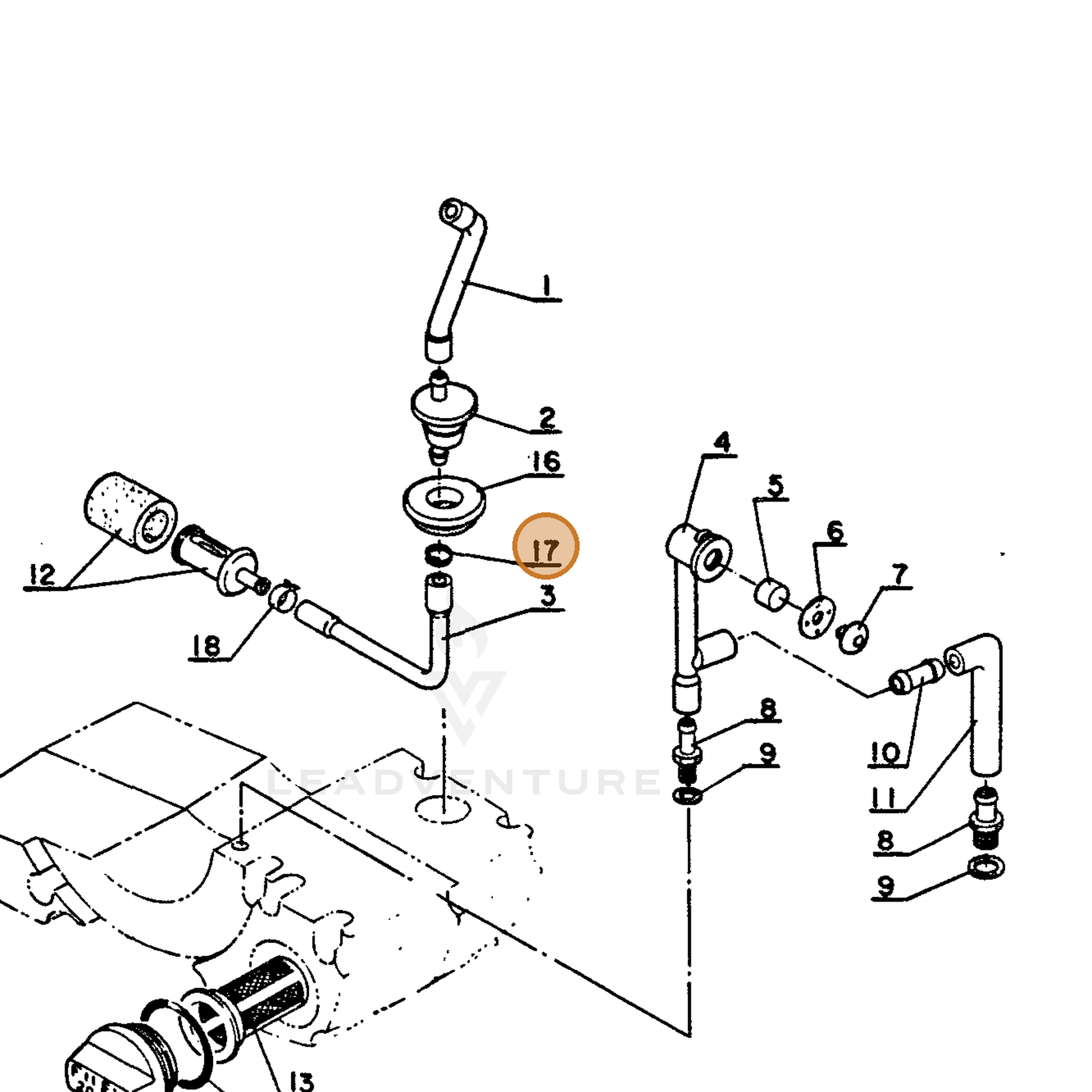 ECHO part 13201300330 — IPL diagram snippet (6x zoom, amber highlight)