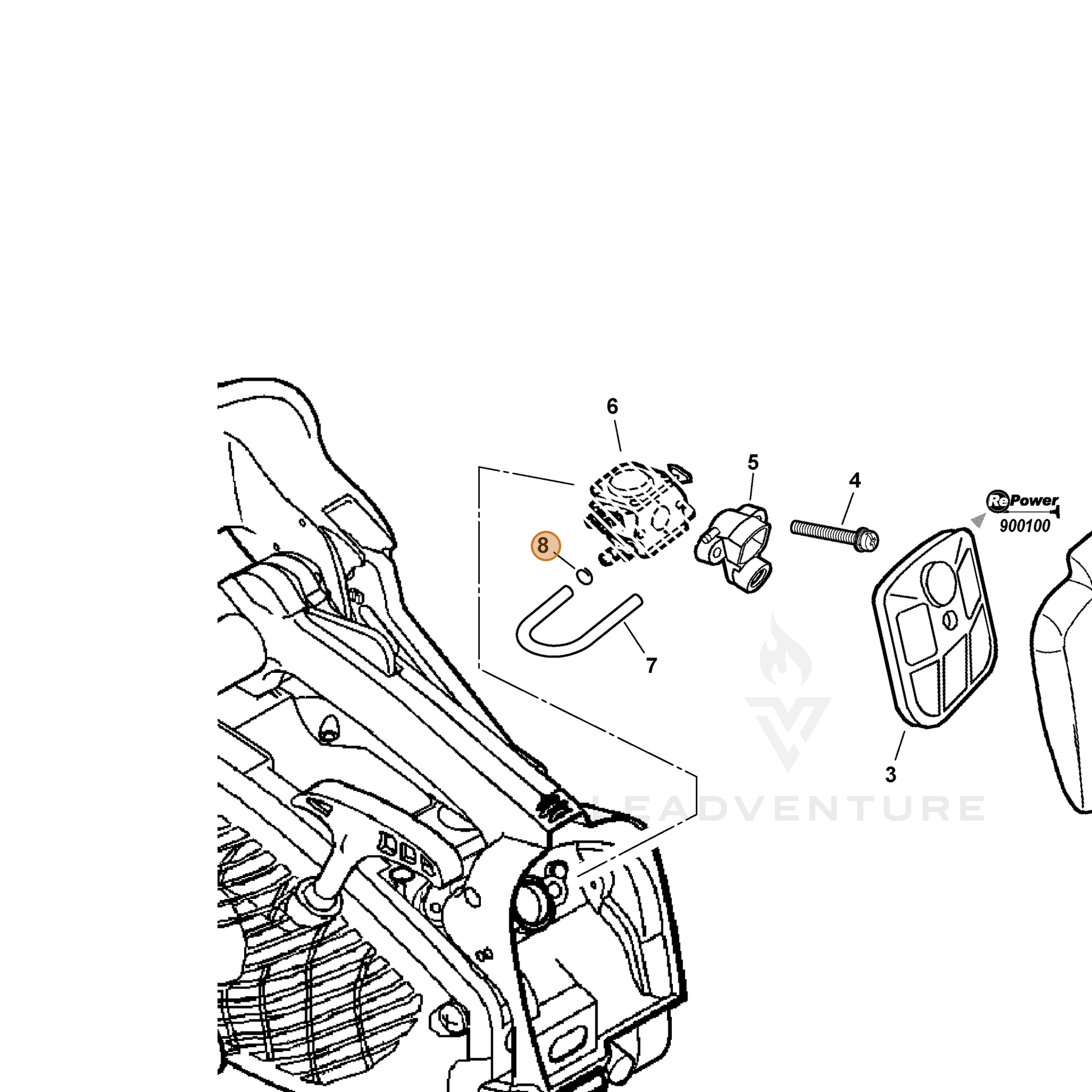 ECHO part 13201309820 — IPL diagram snippet (6x zoom, amber highlight)