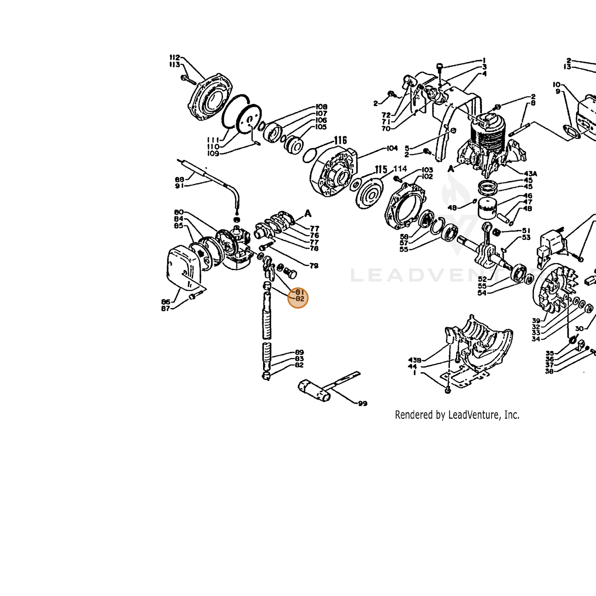 ECHO part 13201314010 — IPL diagram snippet (6x zoom, amber highlight)