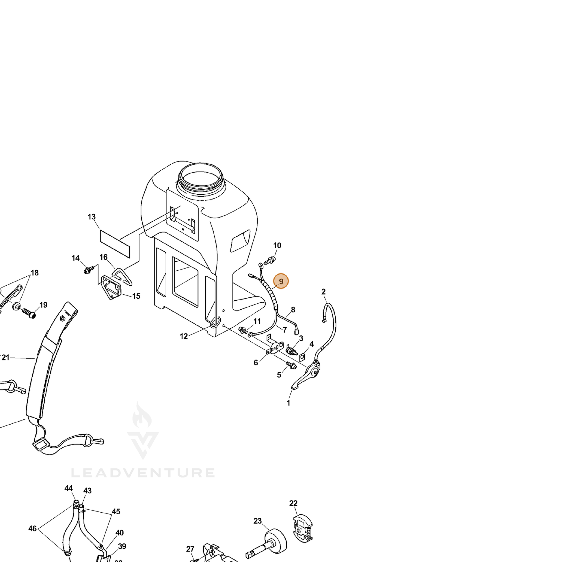 ECHO part 13201513210 — IPL diagram snippet (6x zoom, amber highlight)