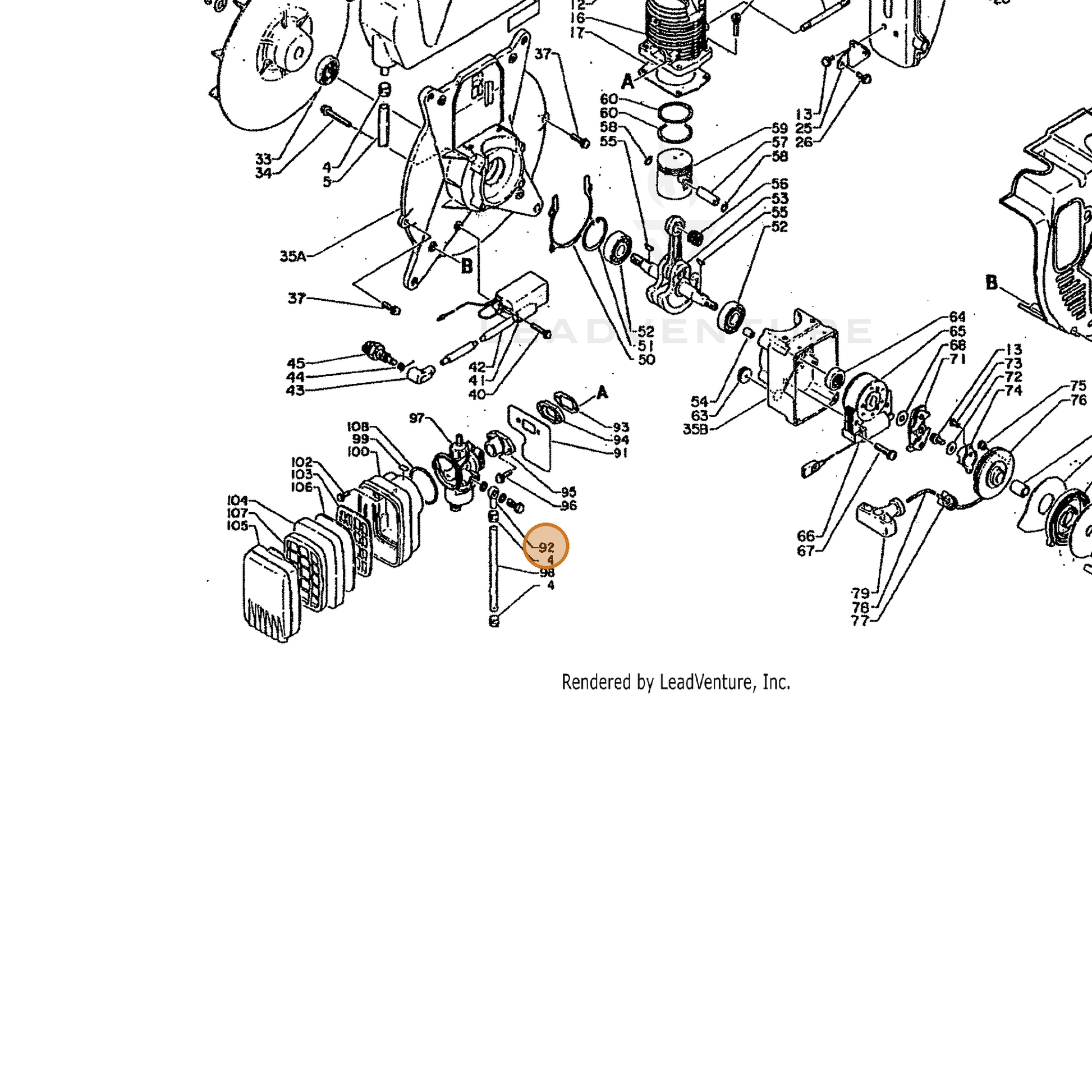 ECHO part 13202400660 — IPL diagram snippet (6x zoom, amber highlight)