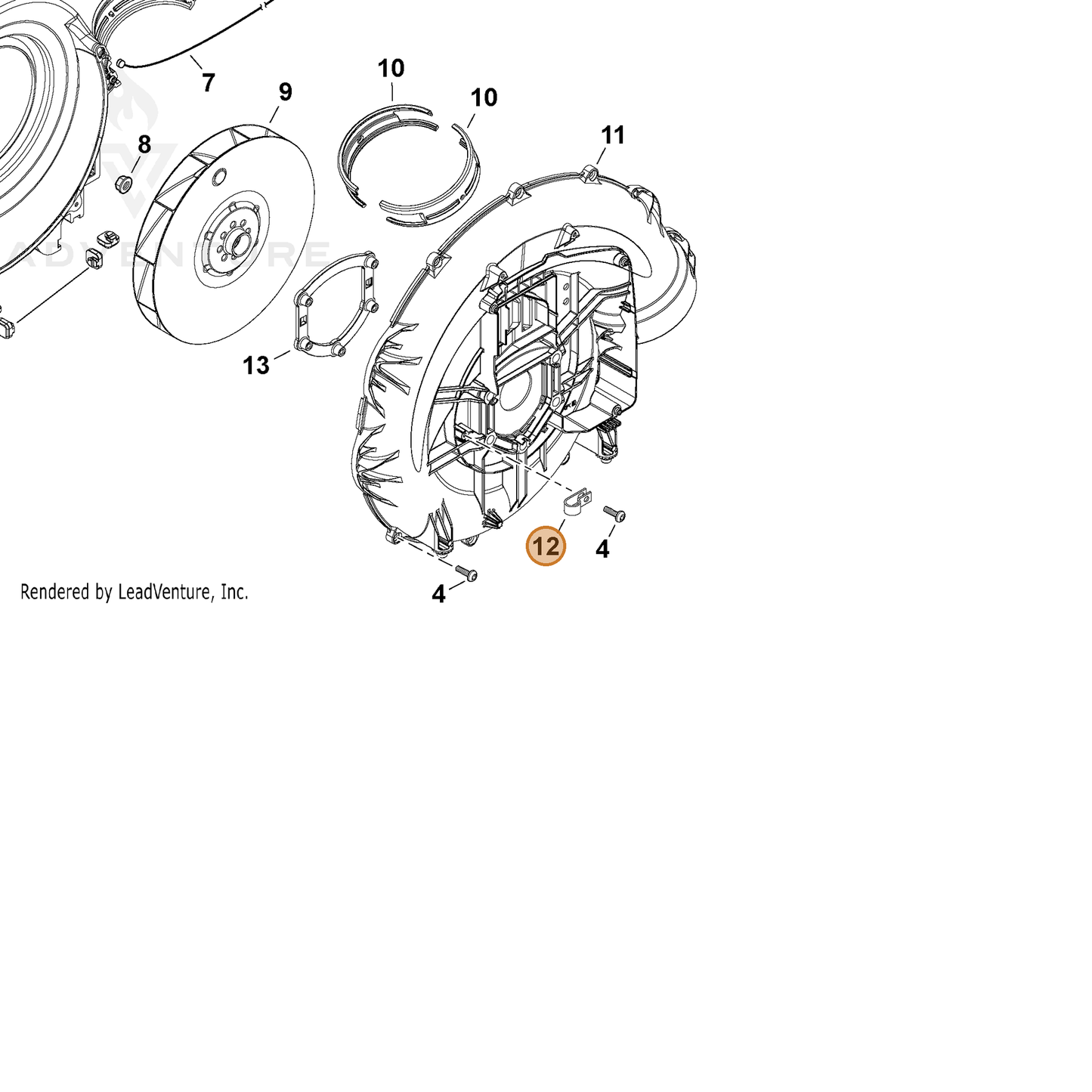ECHO part 13211222031 — IPL diagram snippet (6x zoom, amber highlight)