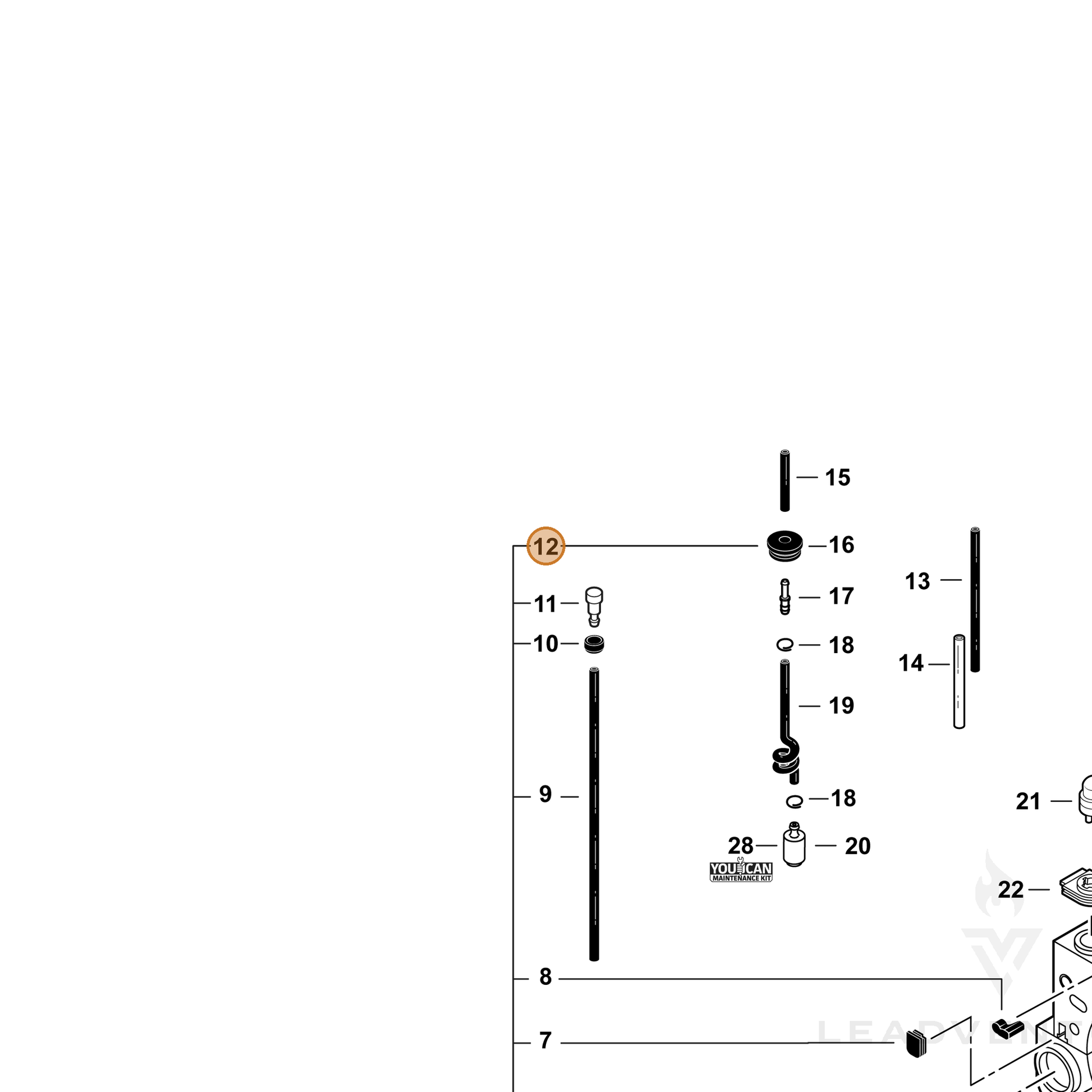 ECHO part 13211539131 — IPL diagram snippet (6x zoom, amber highlight)