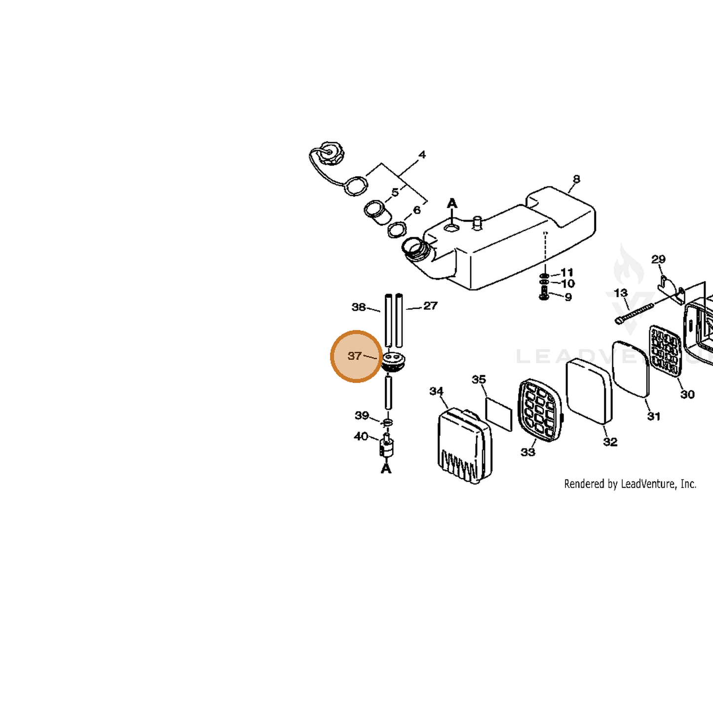 ECHO part 13211556230 — IPL diagram snippet (6x zoom, amber highlight)
