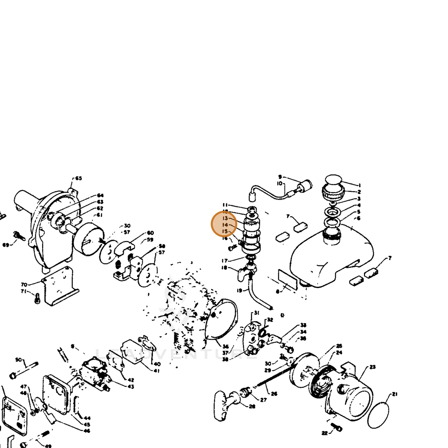 ECHO part 13221907330 — IPL diagram snippet (6x zoom, amber highlight)