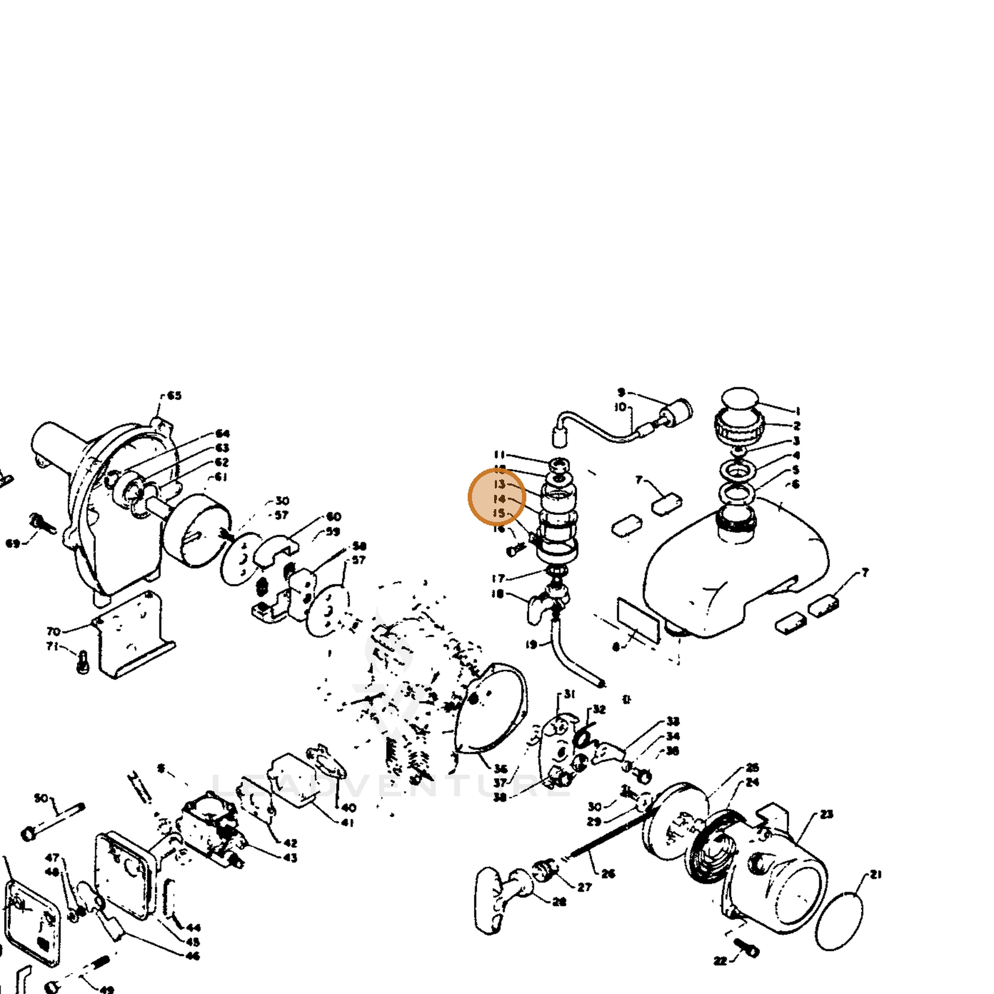 ECHO part 13221907330 — IPL diagram snippet (6x zoom, amber highlight)