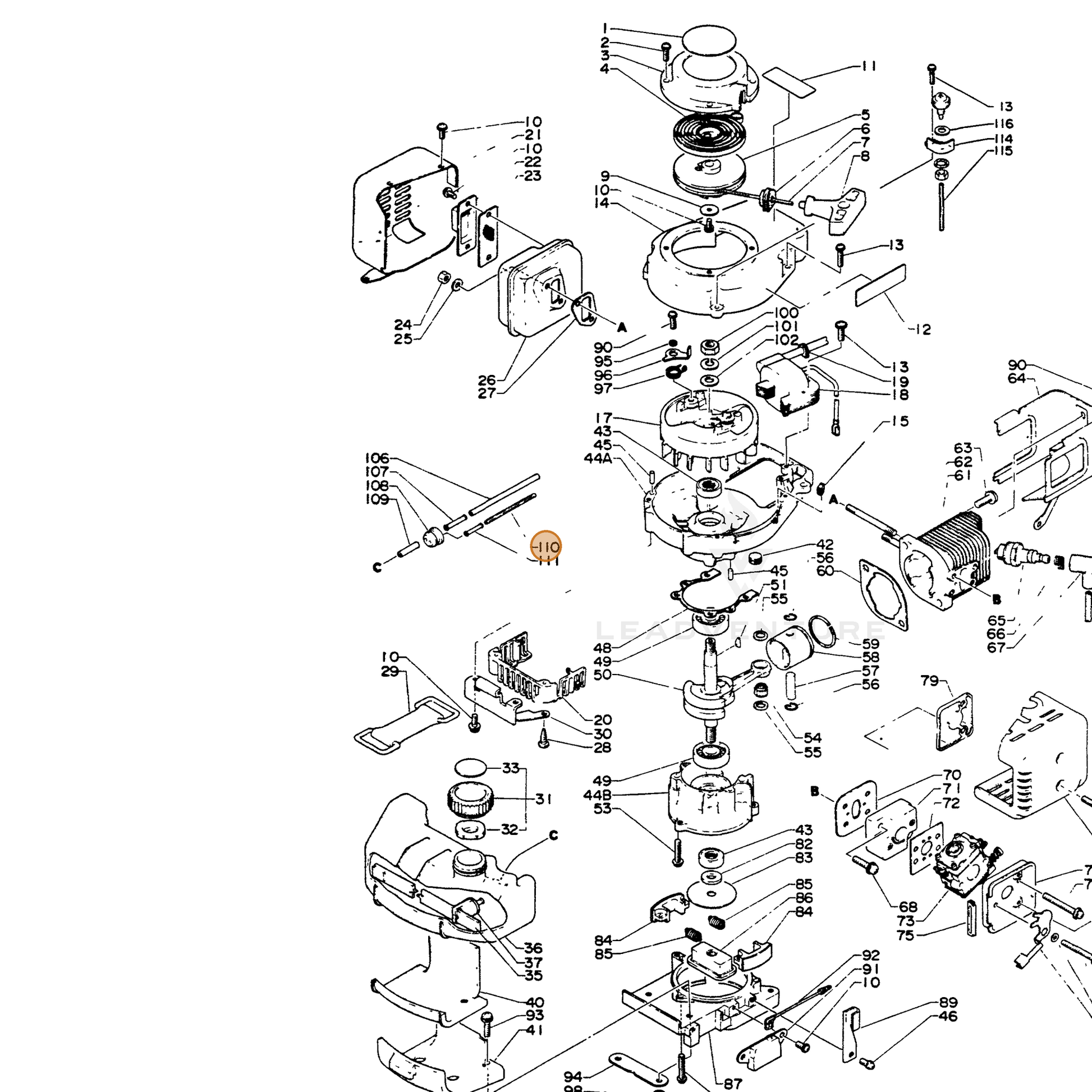 ECHO part 13271702960 — IPL diagram snippet (6x zoom, amber highlight)