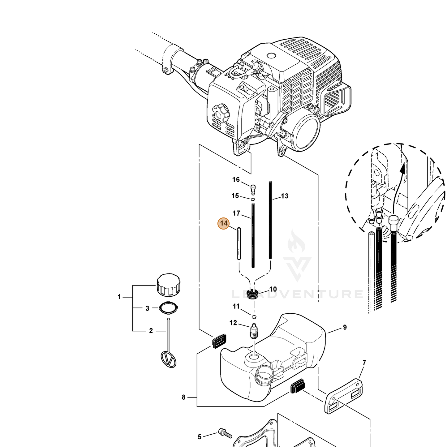 ECHO part 13271750430 — IPL diagram snippet (6x zoom, amber highlight)