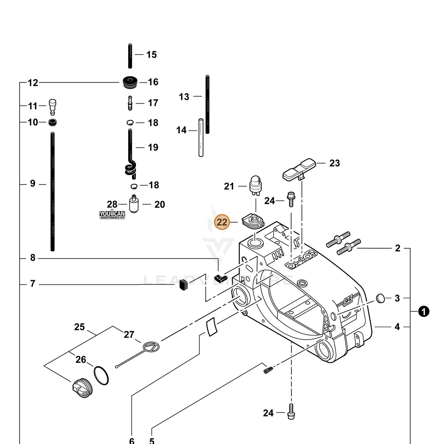 ECHO part 13275839131 — IPL diagram snippet (6x zoom, amber highlight)