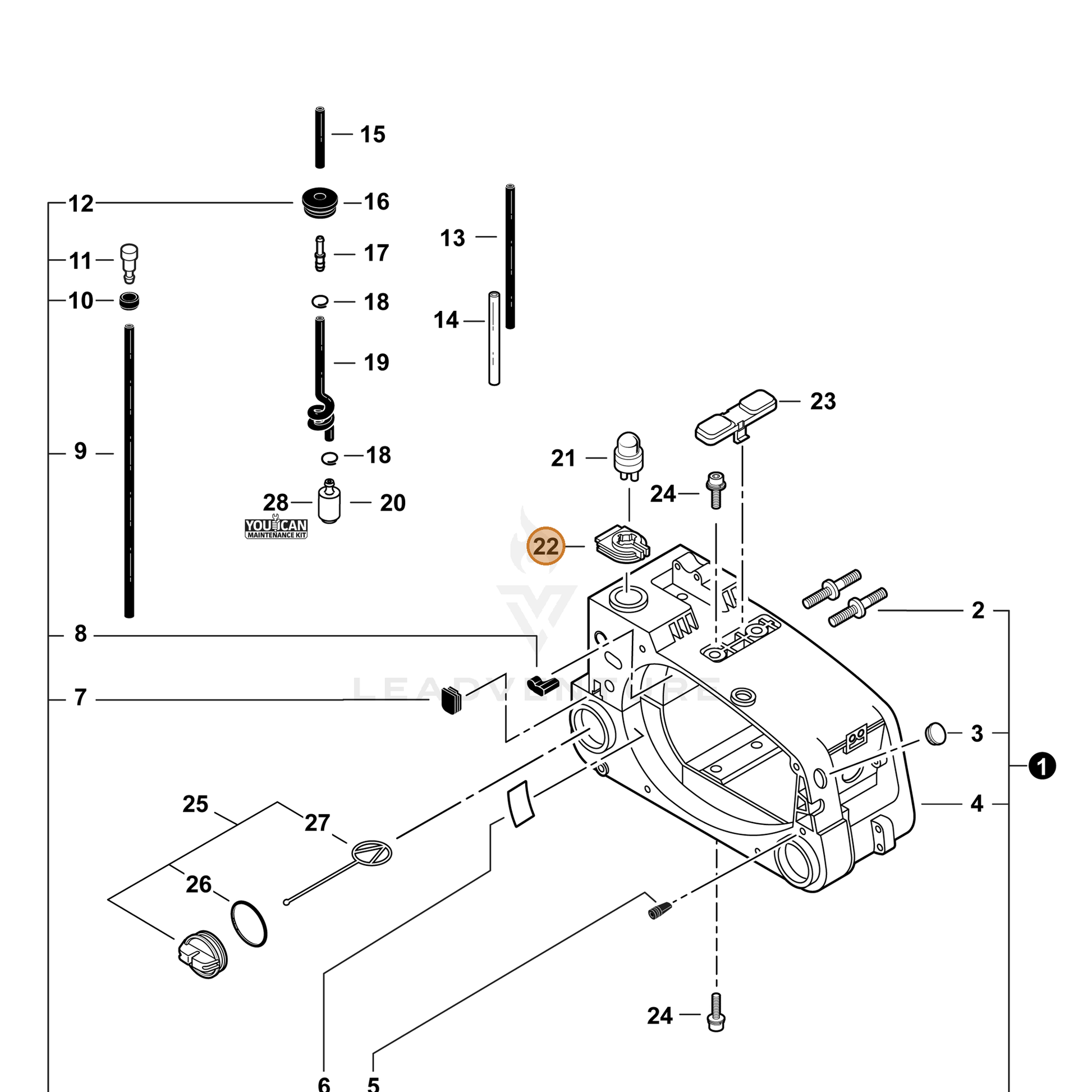 ECHO part 13275839131 — IPL diagram snippet (6x zoom, amber highlight)