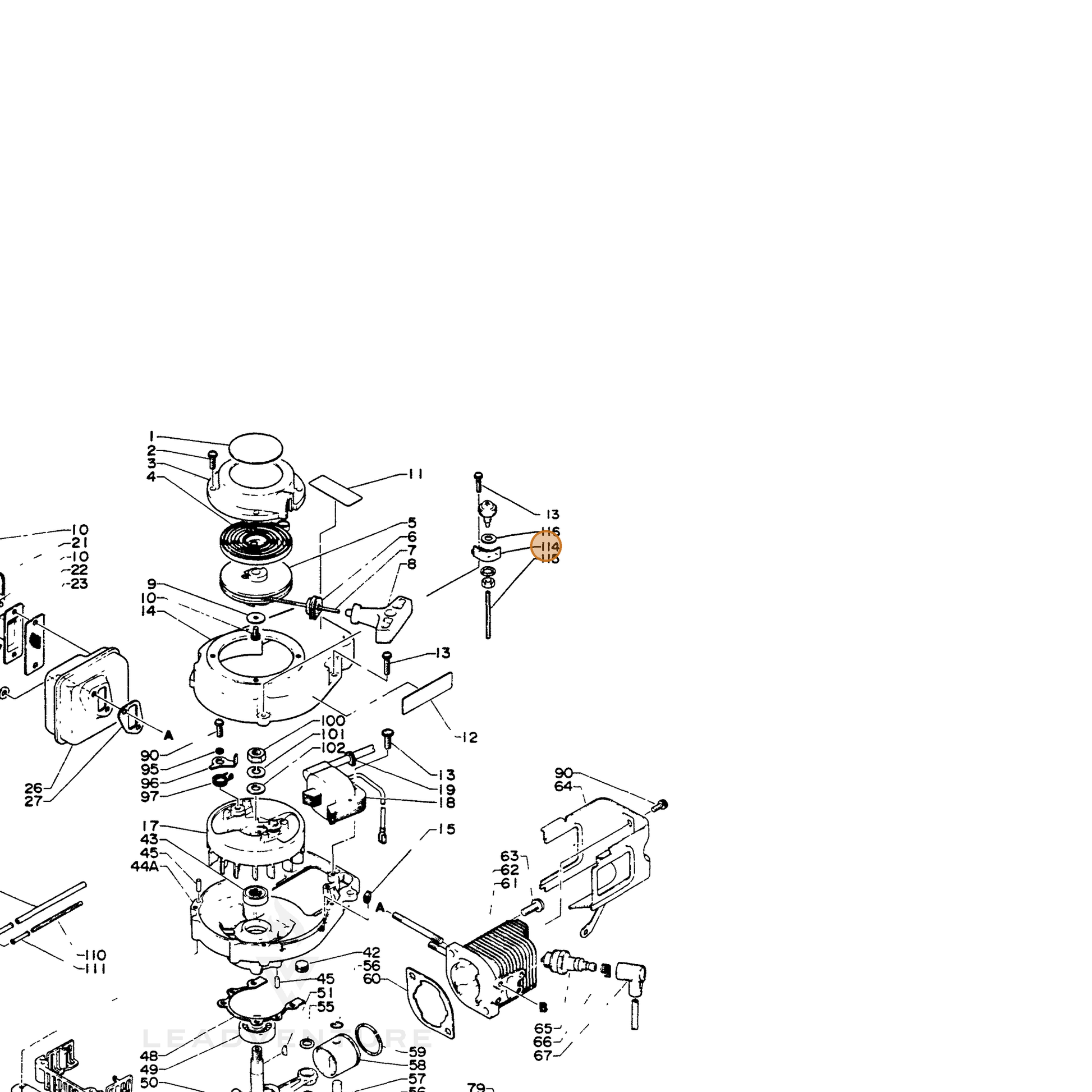 ECHO part 13291002960 — IPL diagram snippet (6x zoom, amber highlight)
