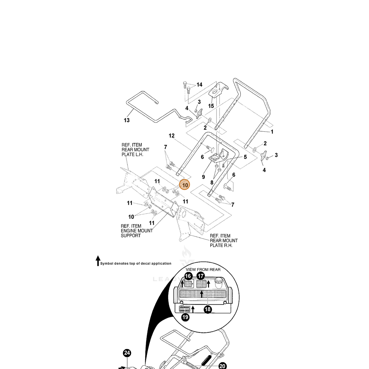 ECHO part 14001498 — IPL diagram snippet (6x zoom, amber highlight)