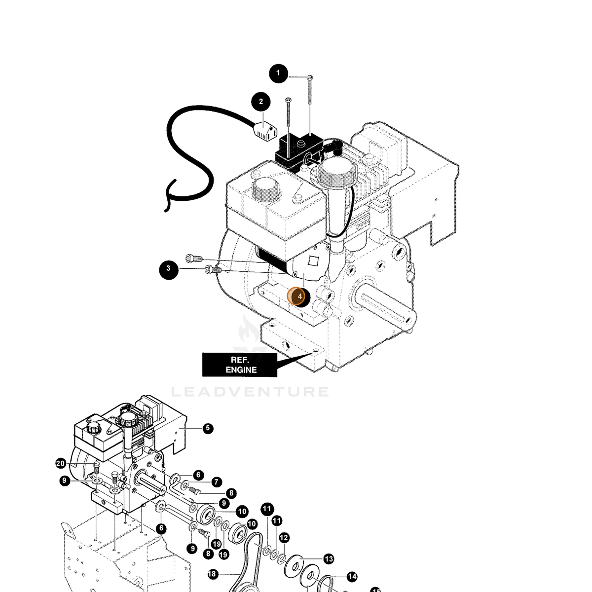 ECHO part 14006218 — IPL diagram snippet (6x zoom, amber highlight)
