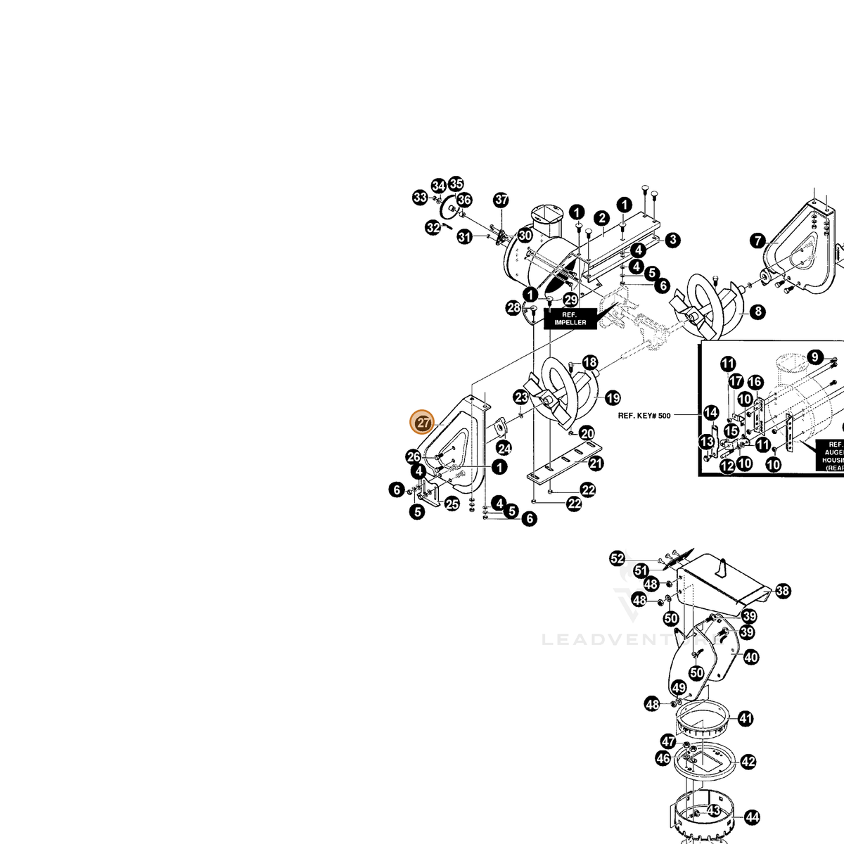 ECHO part 14006921 — IPL diagram snippet (6x zoom, amber highlight)
