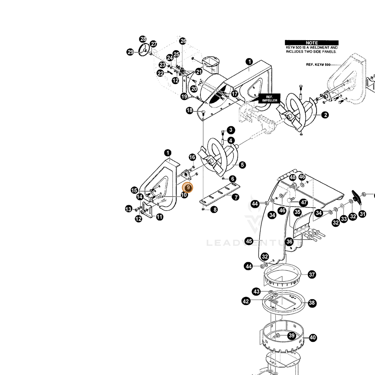 ECHO part 14009517 — IPL diagram snippet (6x zoom, amber highlight)