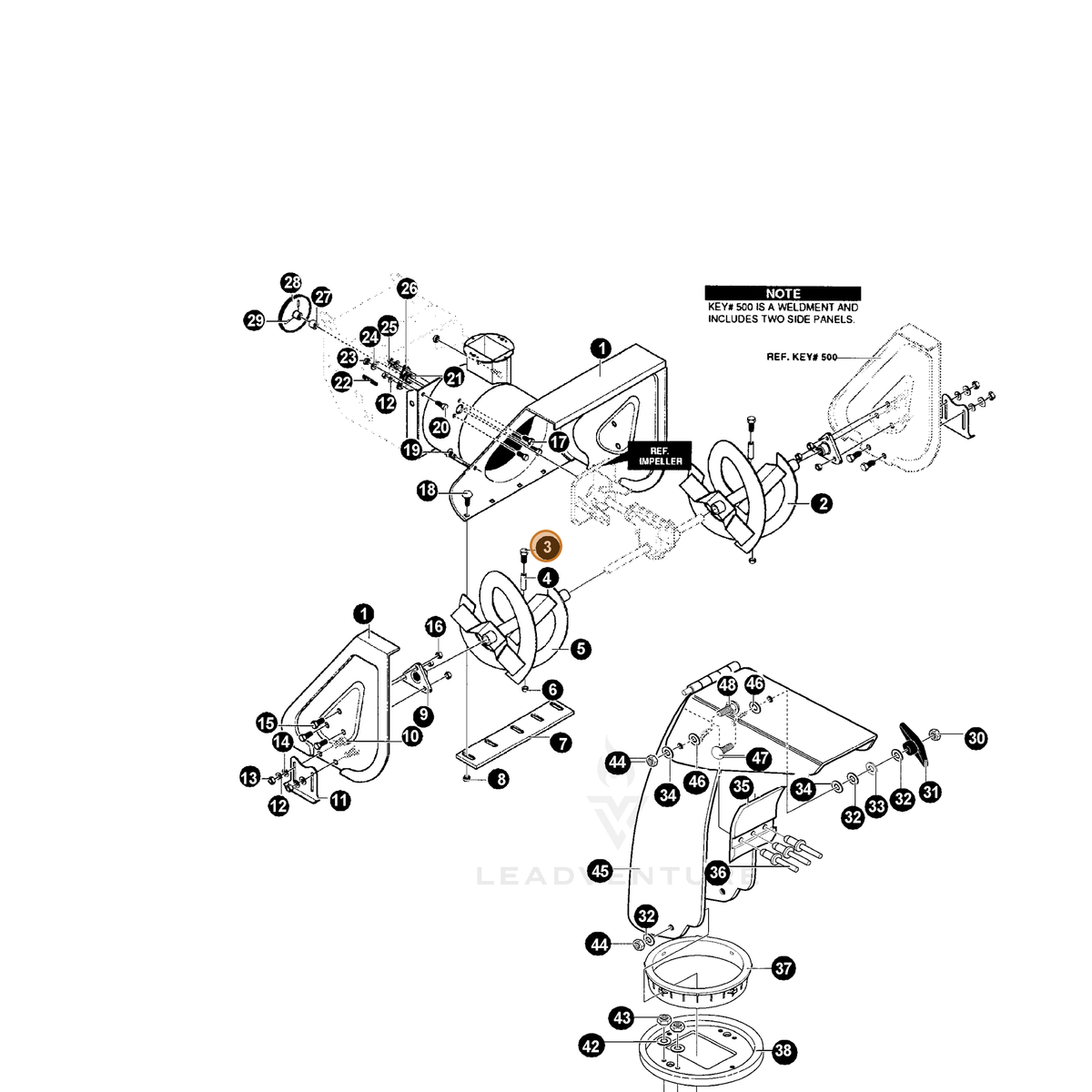 ECHO part 14009524 — IPL diagram snippet (6x zoom, amber highlight)