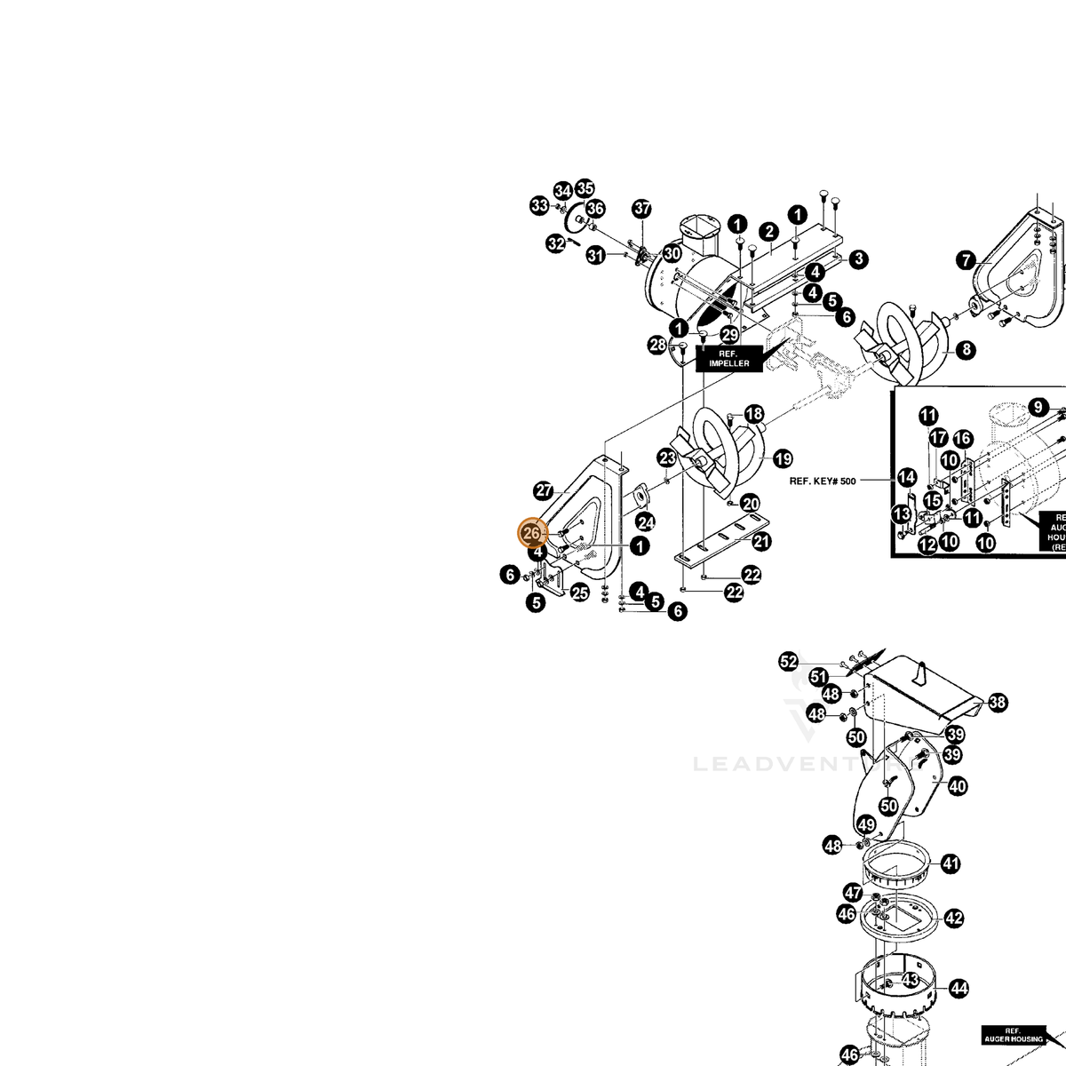 ECHO part 14035498 — IPL diagram snippet (6x zoom, amber highlight)