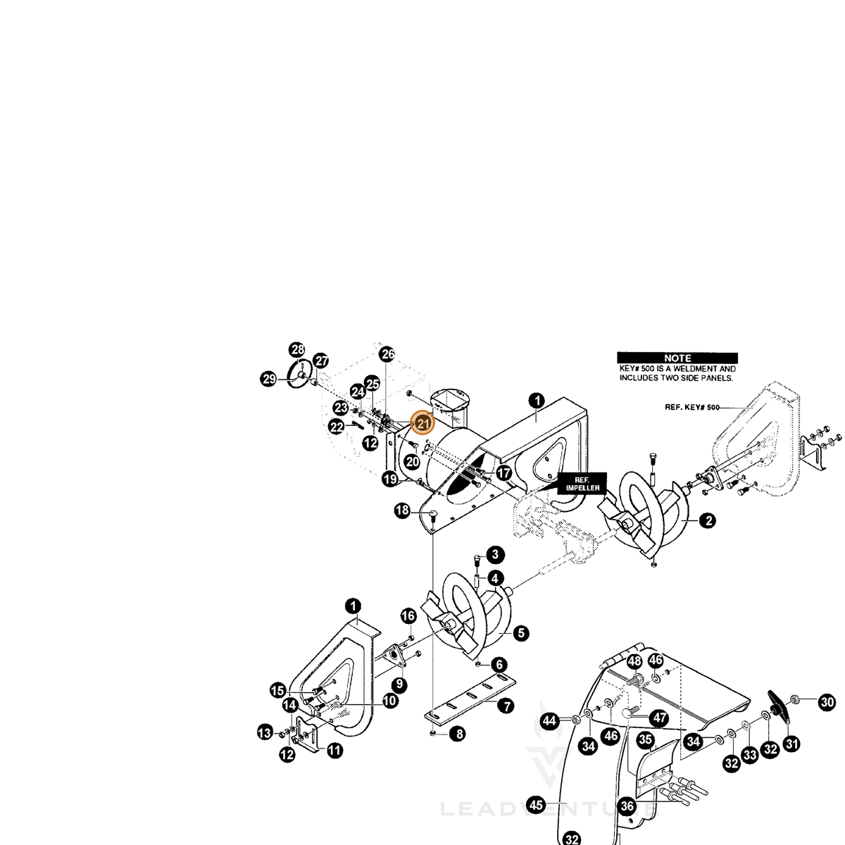 ECHO part 14043846 — IPL diagram snippet (6x zoom, amber highlight)