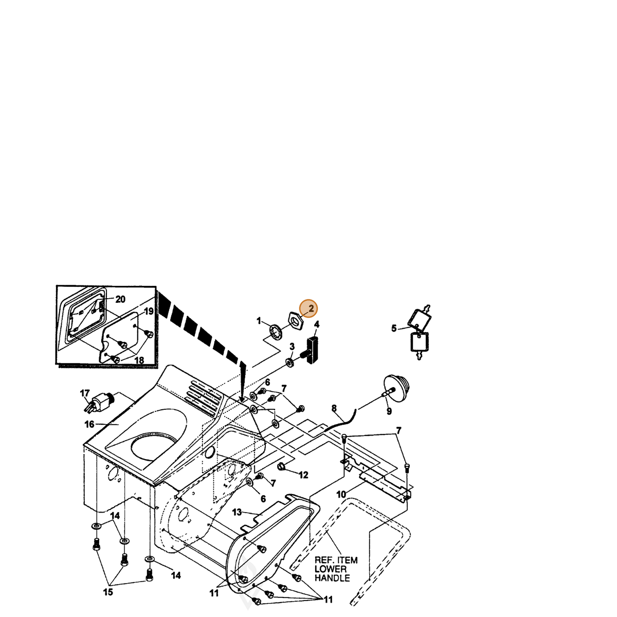 ECHO part 14048140 — IPL diagram snippet (6x zoom, amber highlight)