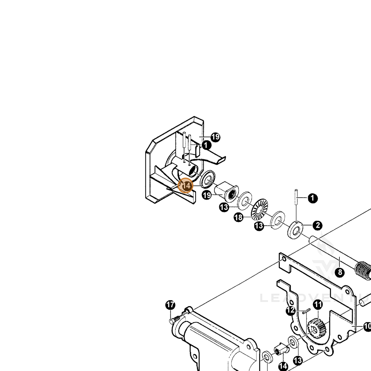 ECHO part 14050304 — IPL diagram snippet (6x zoom, amber highlight)