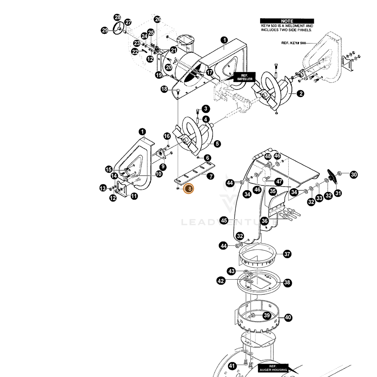 ECHO part 14051335 — IPL diagram snippet (6x zoom, amber highlight)