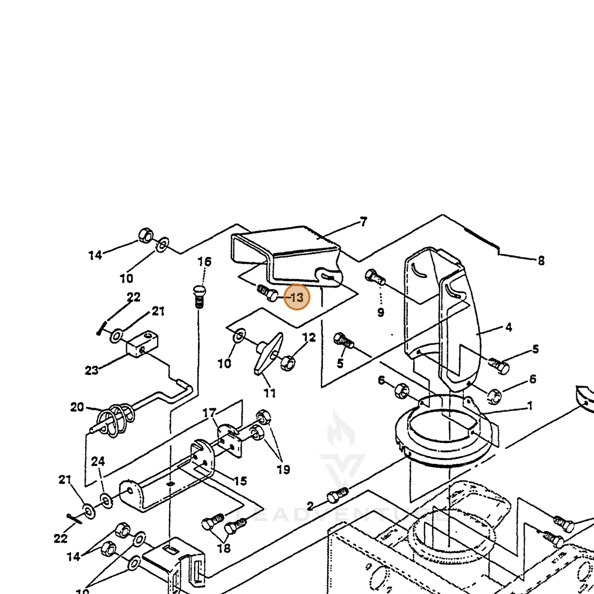 ECHO part 14058208 — IPL diagram snippet (6x zoom, amber highlight)