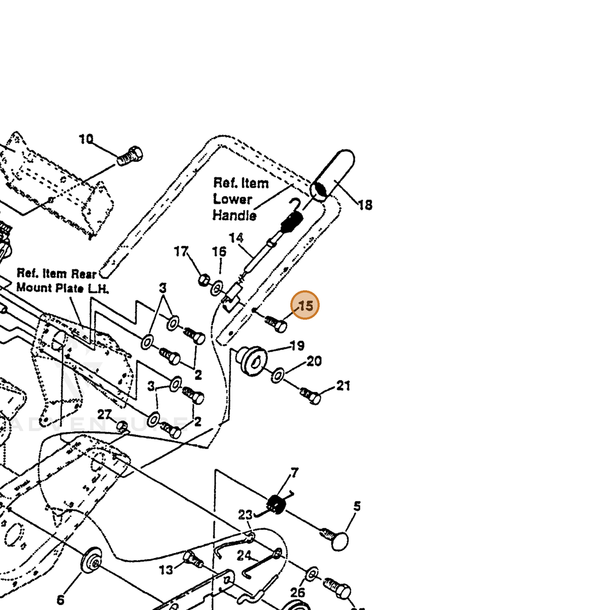 ECHO part 14070971 — IPL diagram snippet (6x zoom, amber highlight)