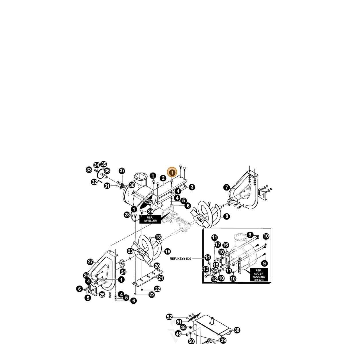 ECHO part 14070993 — IPL diagram snippet (6x zoom, amber highlight)