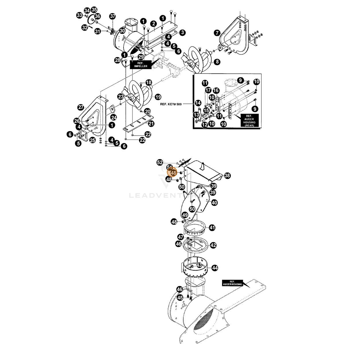 ECHO part 14071038 — IPL diagram snippet (6x zoom, amber highlight)