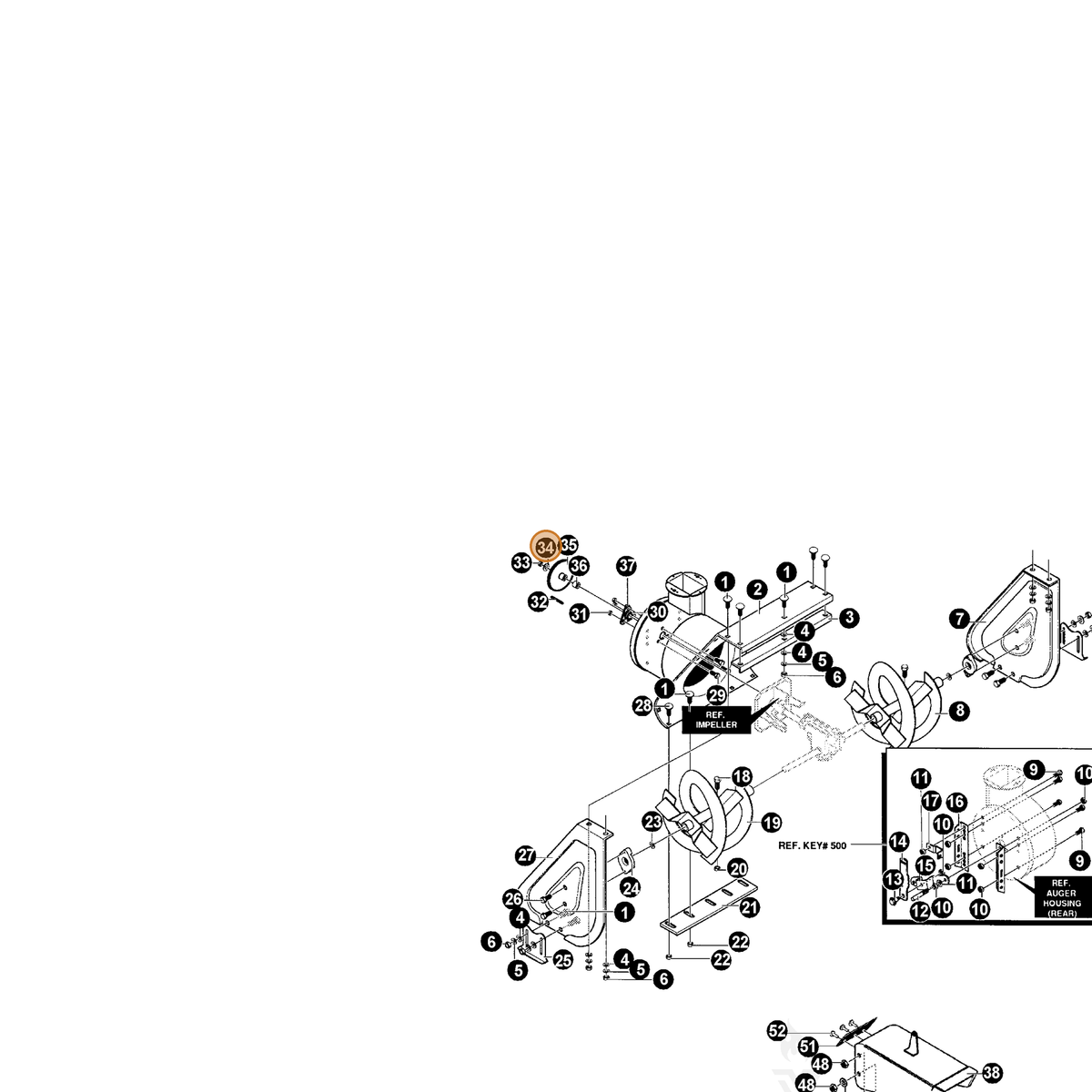 ECHO part 14071074 — IPL diagram snippet (6x zoom, amber highlight)