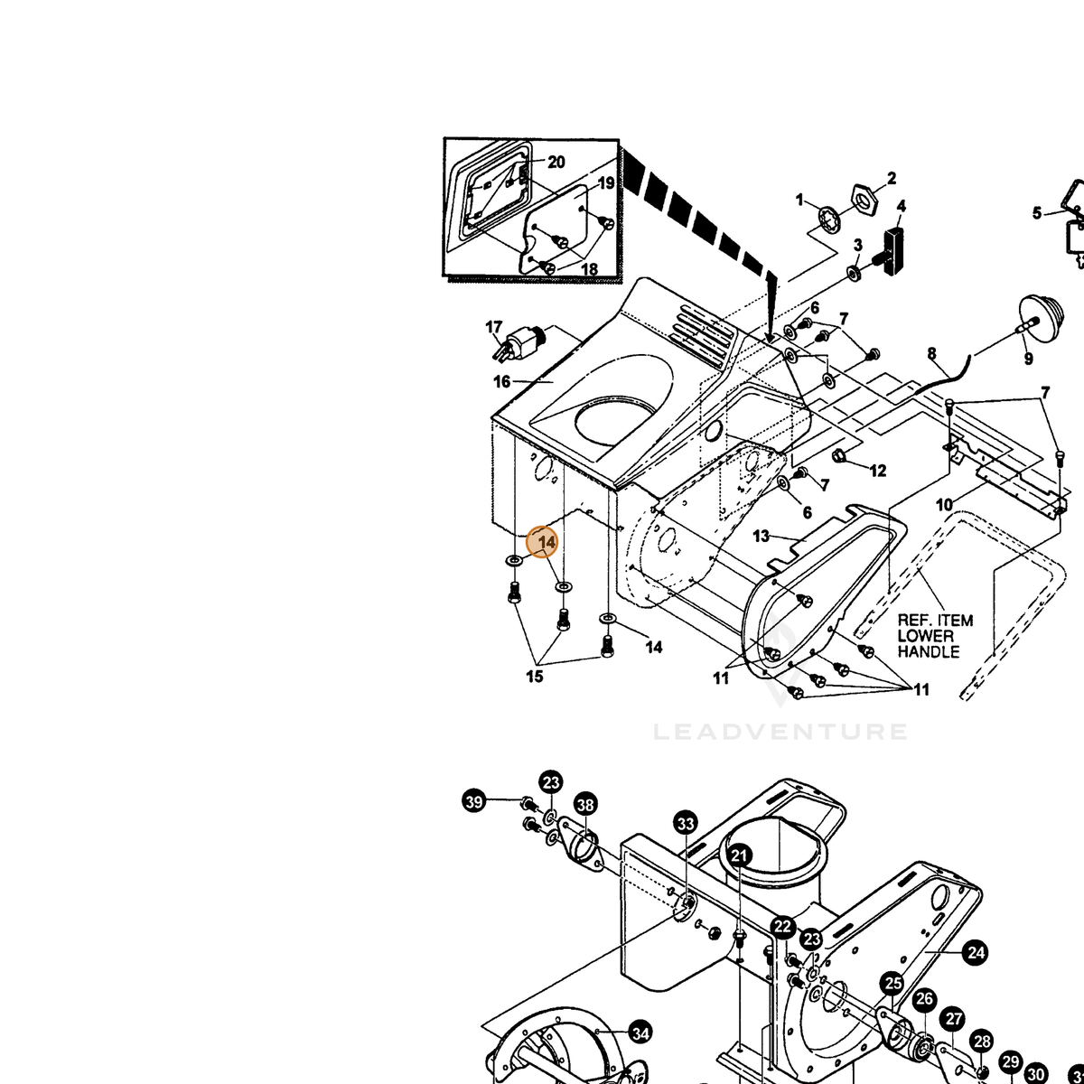 ECHO part 14120385 — IPL diagram snippet (6x zoom, amber highlight)