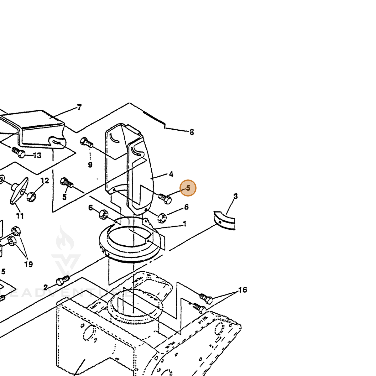 ECHO part 14180016 — IPL diagram snippet (6x zoom, amber highlight)