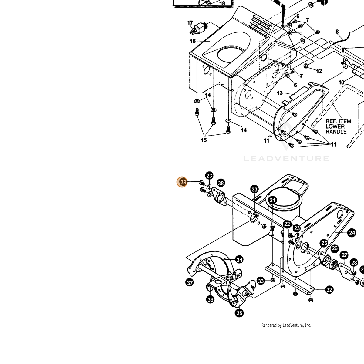 ECHO part 14180021 — IPL diagram snippet (6x zoom, amber highlight)