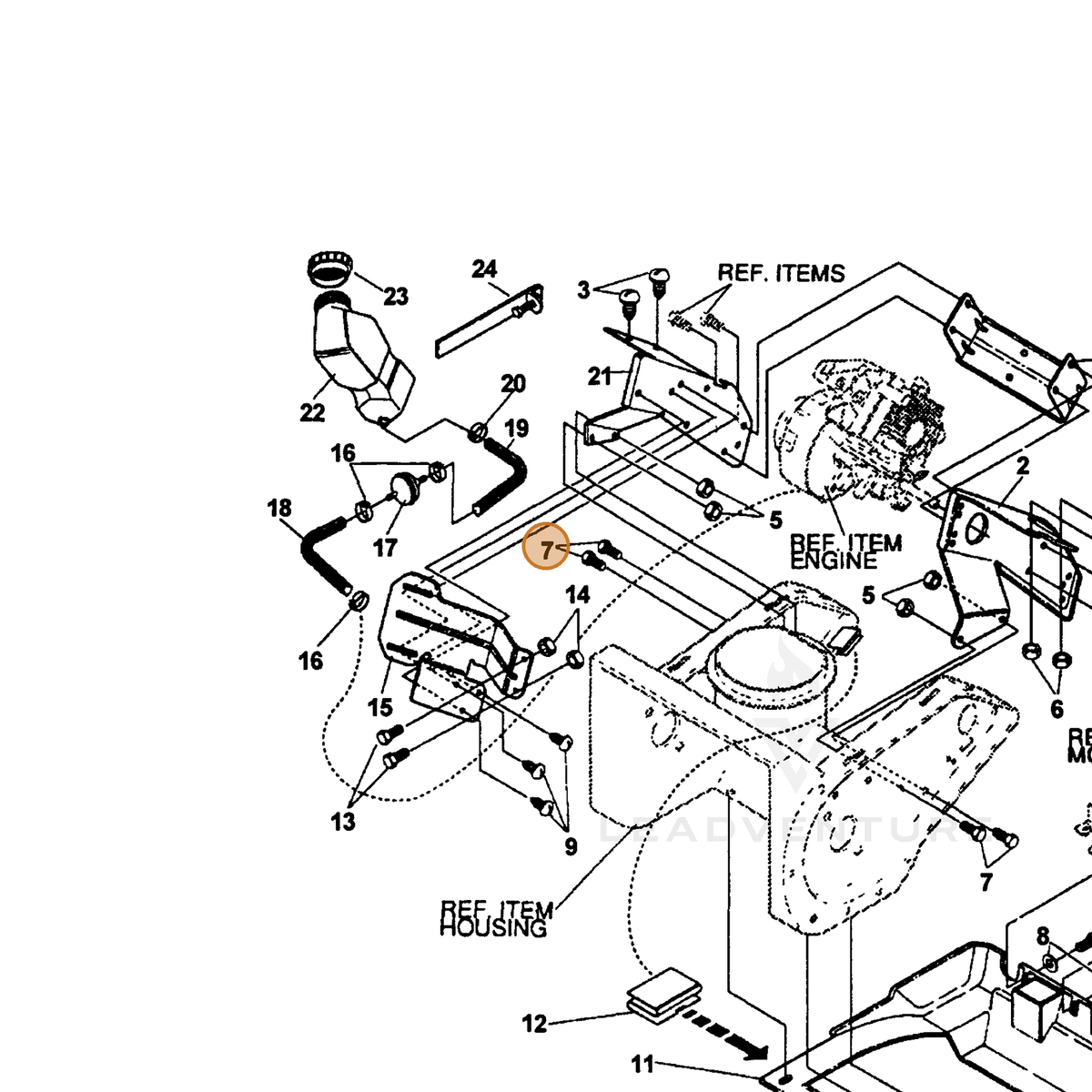 ECHO part 14180073 — IPL diagram snippet (6x zoom, amber highlight)