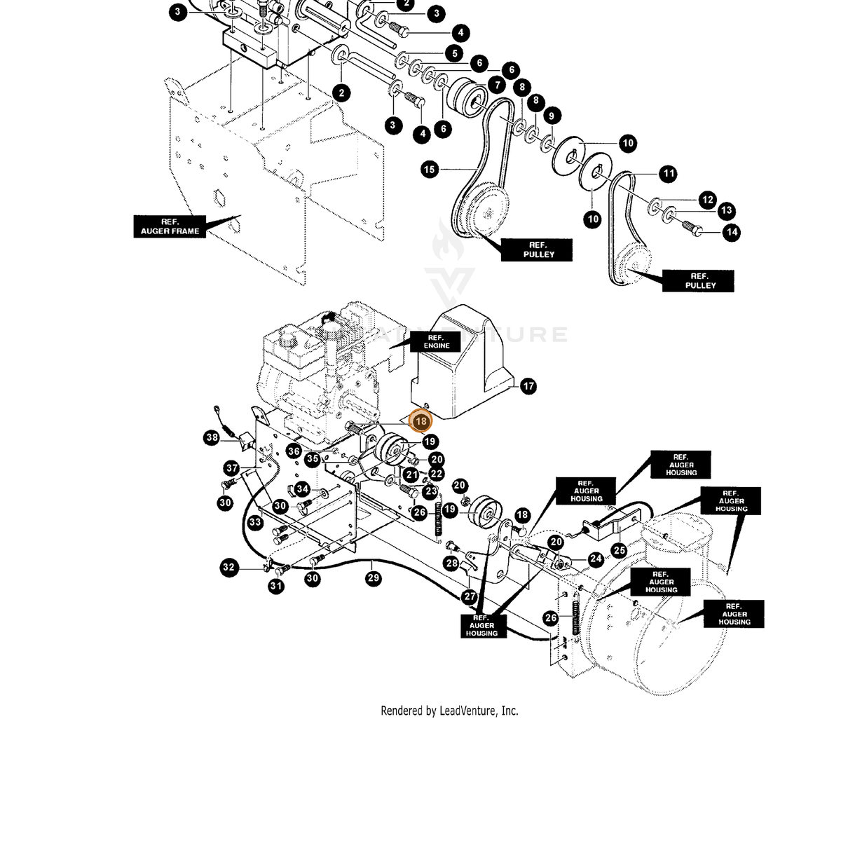 ECHO part 14180124 — IPL diagram snippet (6x zoom, amber highlight)