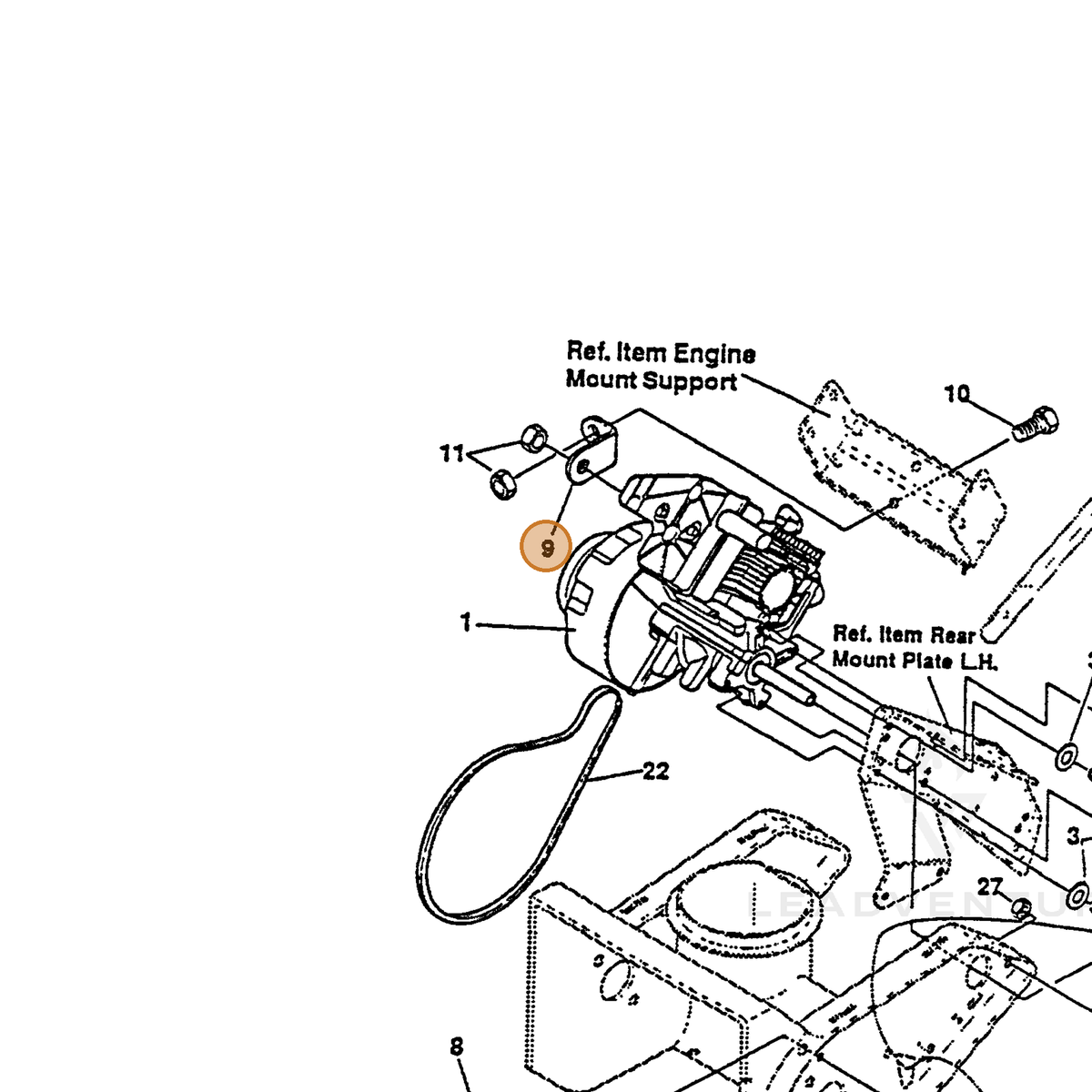 ECHO part 14301415 — IPL diagram snippet (6x zoom, amber highlight)