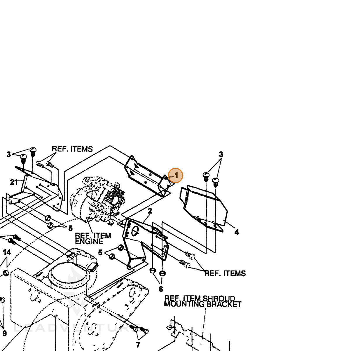 ECHO part 14301419 — IPL diagram snippet (6x zoom, amber highlight)