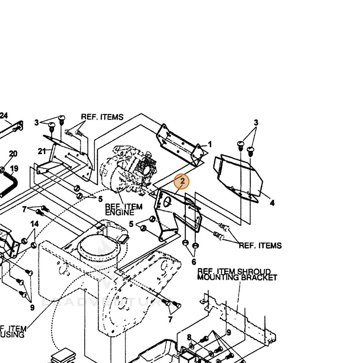 ECHO part 14301421 — IPL diagram snippet (6x zoom, amber highlight)
