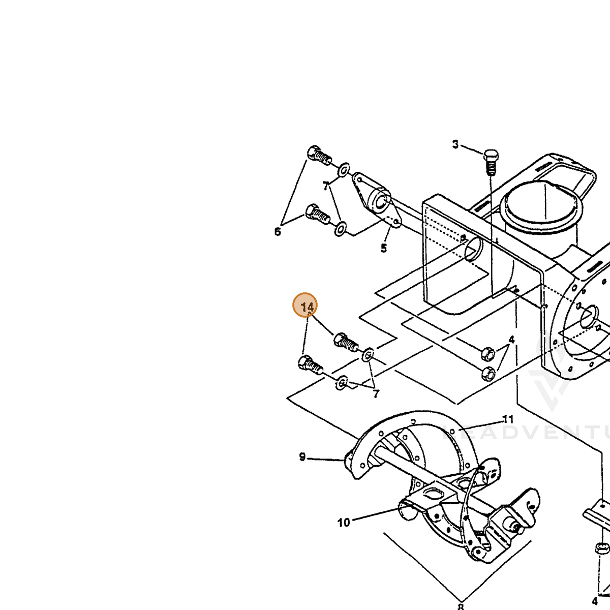 ECHO part 14302628 — IPL diagram snippet (6x zoom, amber highlight)