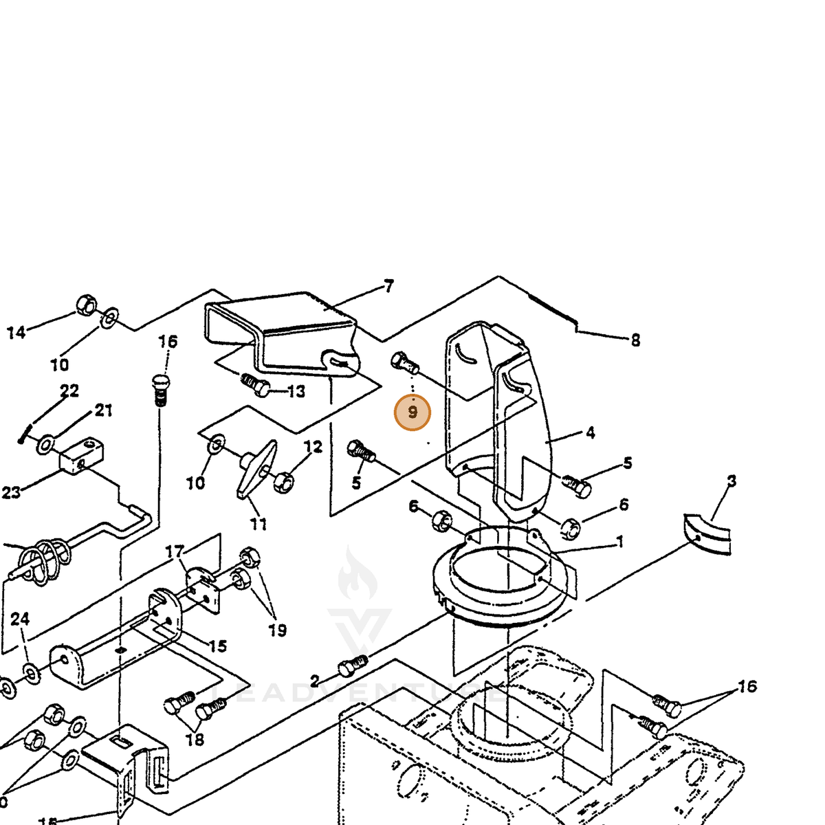 ECHO part 14302842 — IPL diagram snippet (6x zoom, amber highlight)