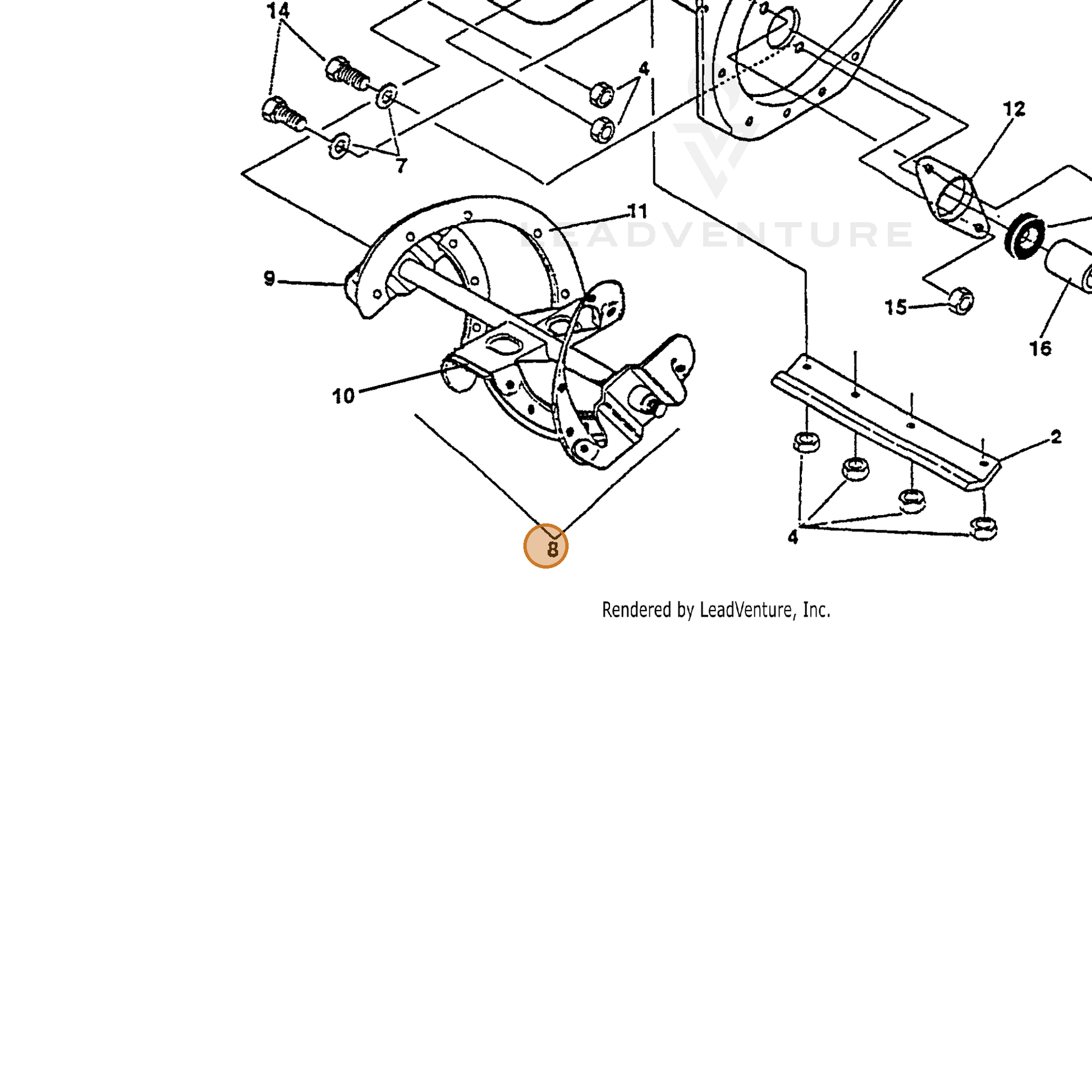 ECHO part 14307049 — IPL diagram snippet (6x zoom, amber highlight)